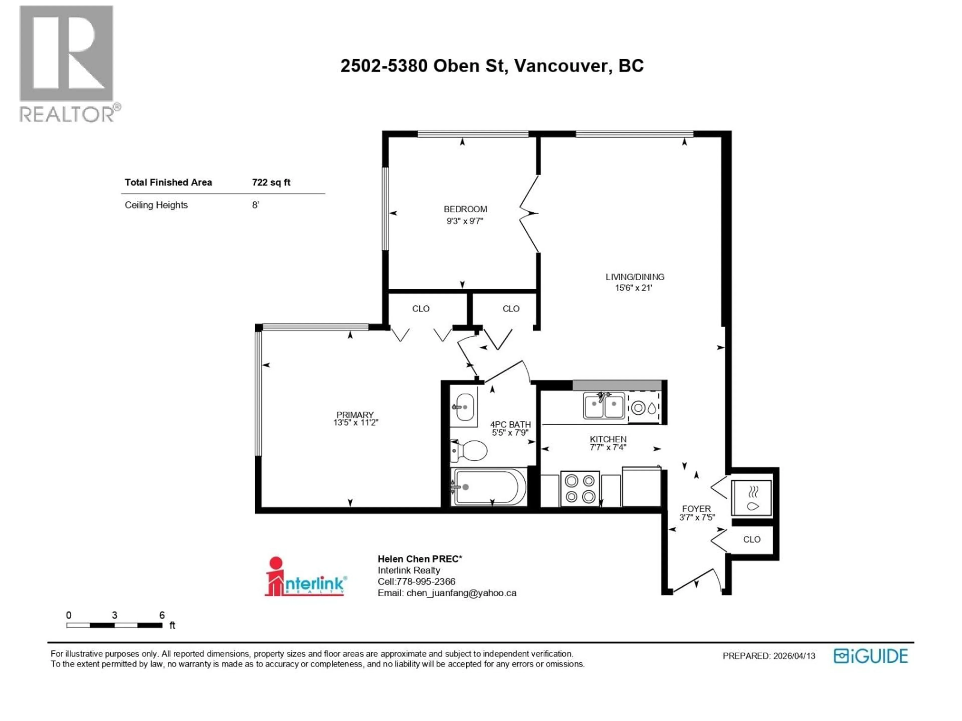 Floor plan for 2502 - 5380 OBEN STREET, Vancouver British Columbia V5R6H7
