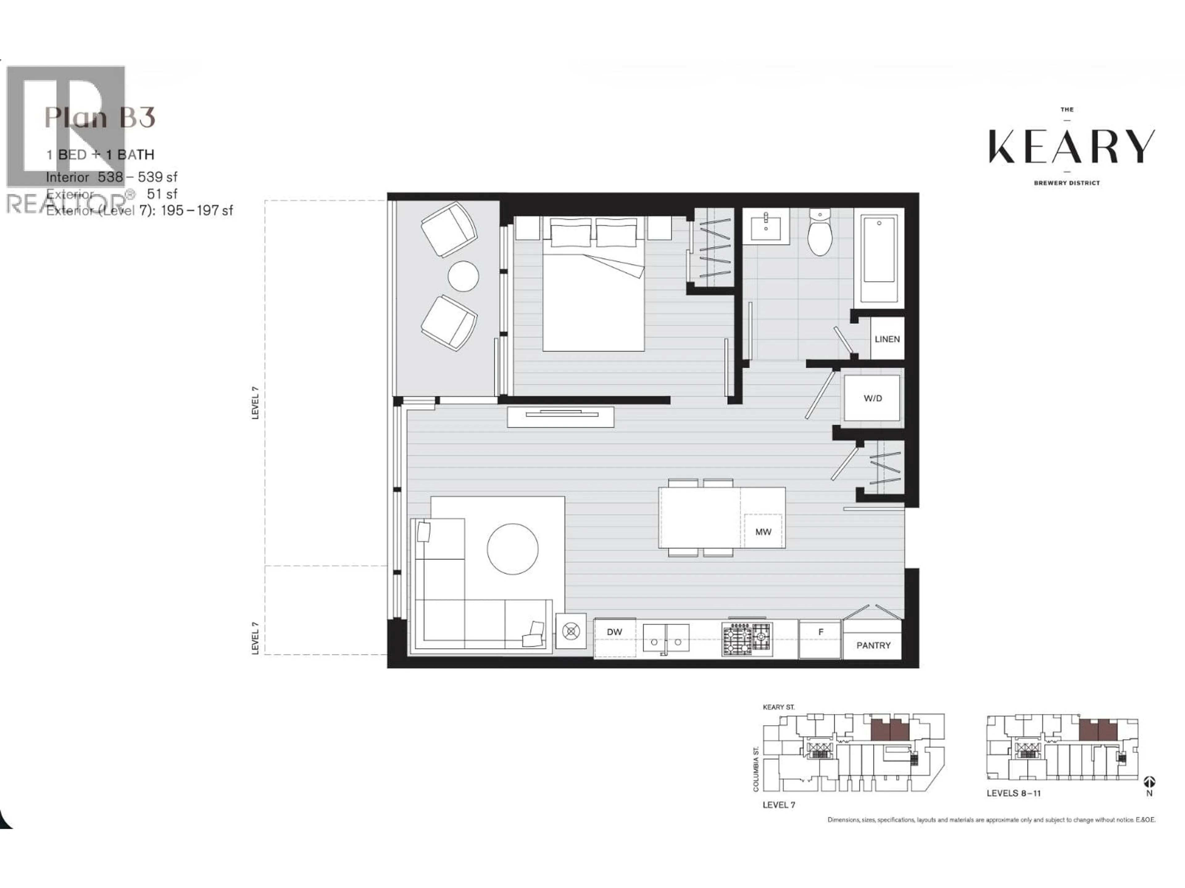 Floor plan for 1005 - 230 KEARY STREET, New Westminster British Columbia V3L0A6