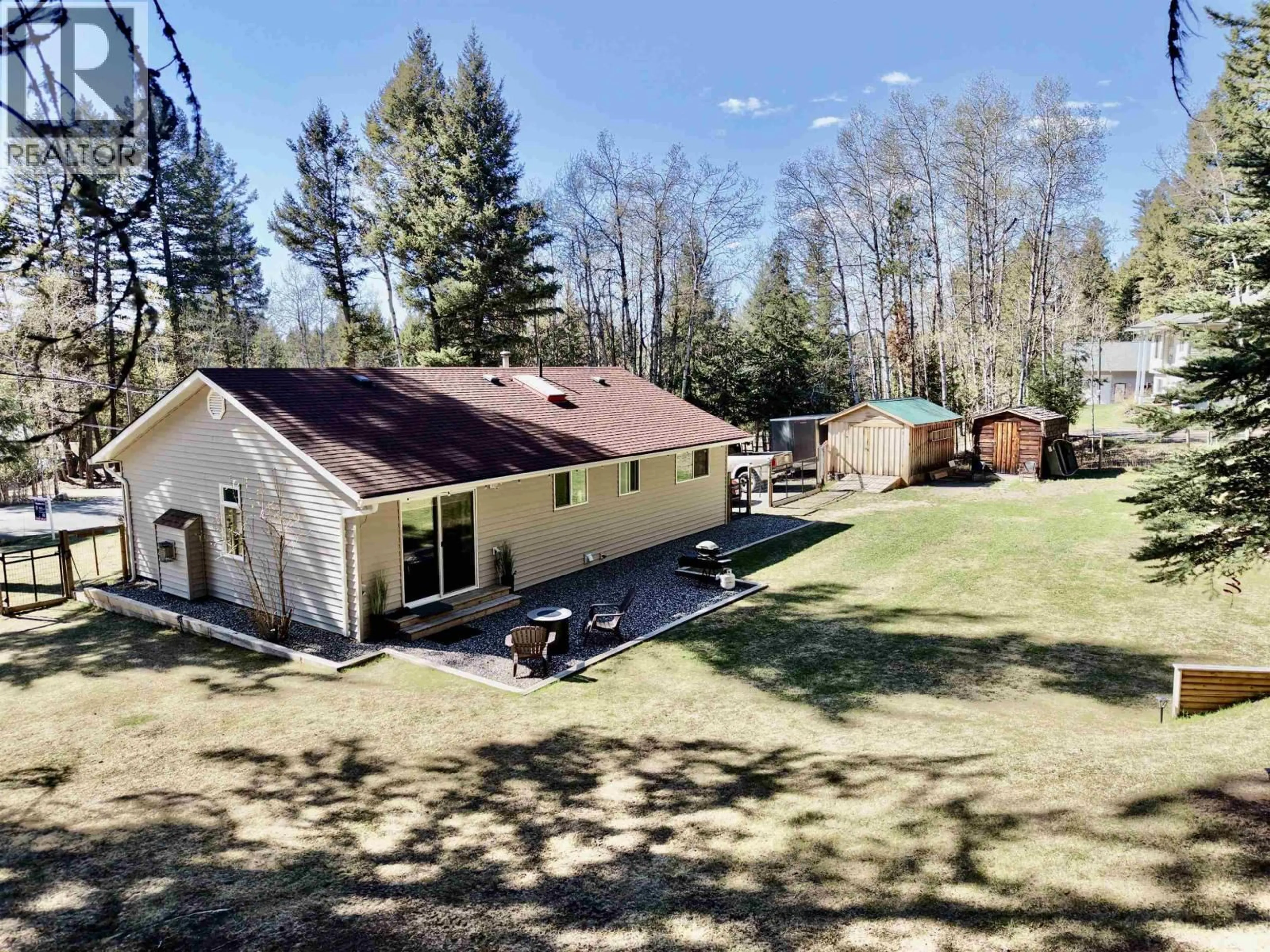 A pic from outside/outdoor area/front of a property/back of a property/a pic from drone, unknown for 4975 GLOINNZUN DRIVE, 108 Mile Ranch British Columbia V0K2Z0