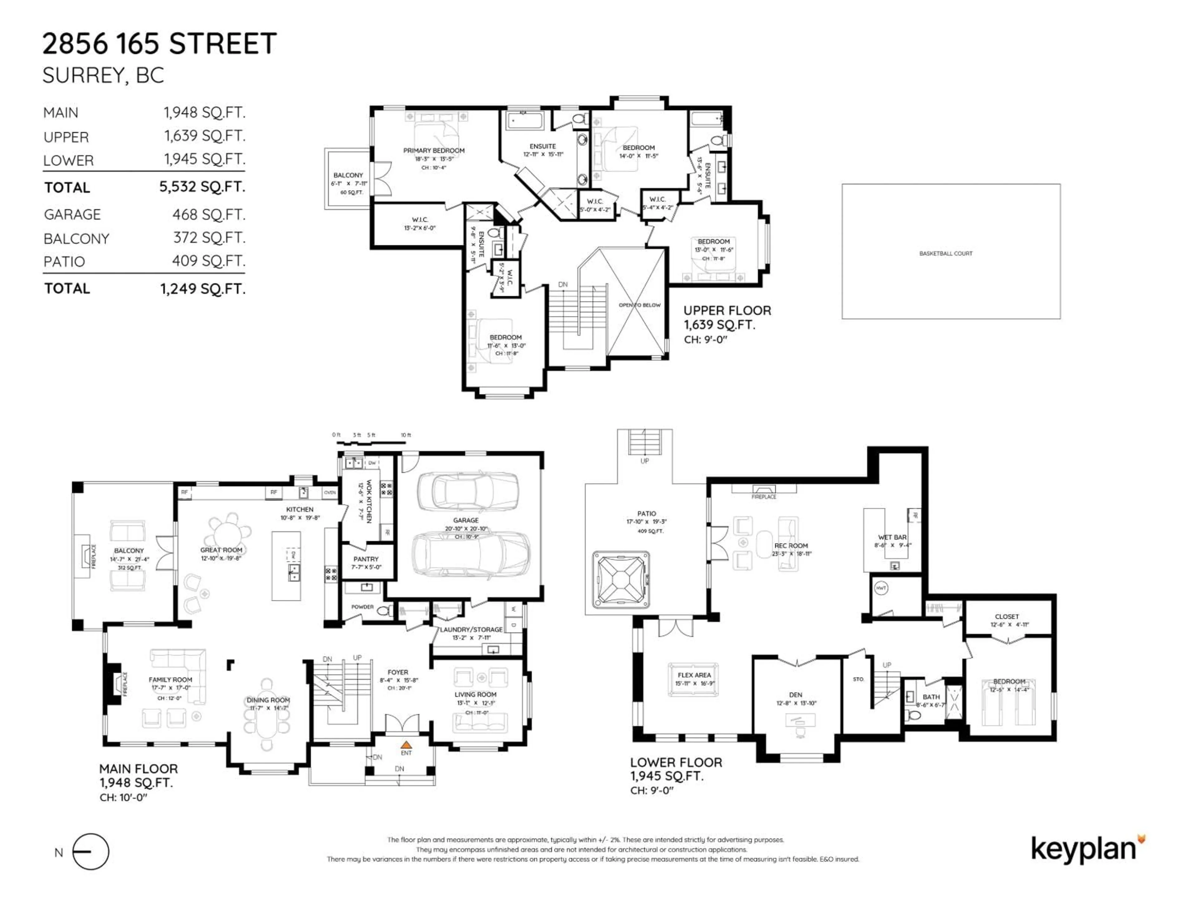 Floor plan for 2856 165 STREET, Surrey British Columbia V3Z0X9