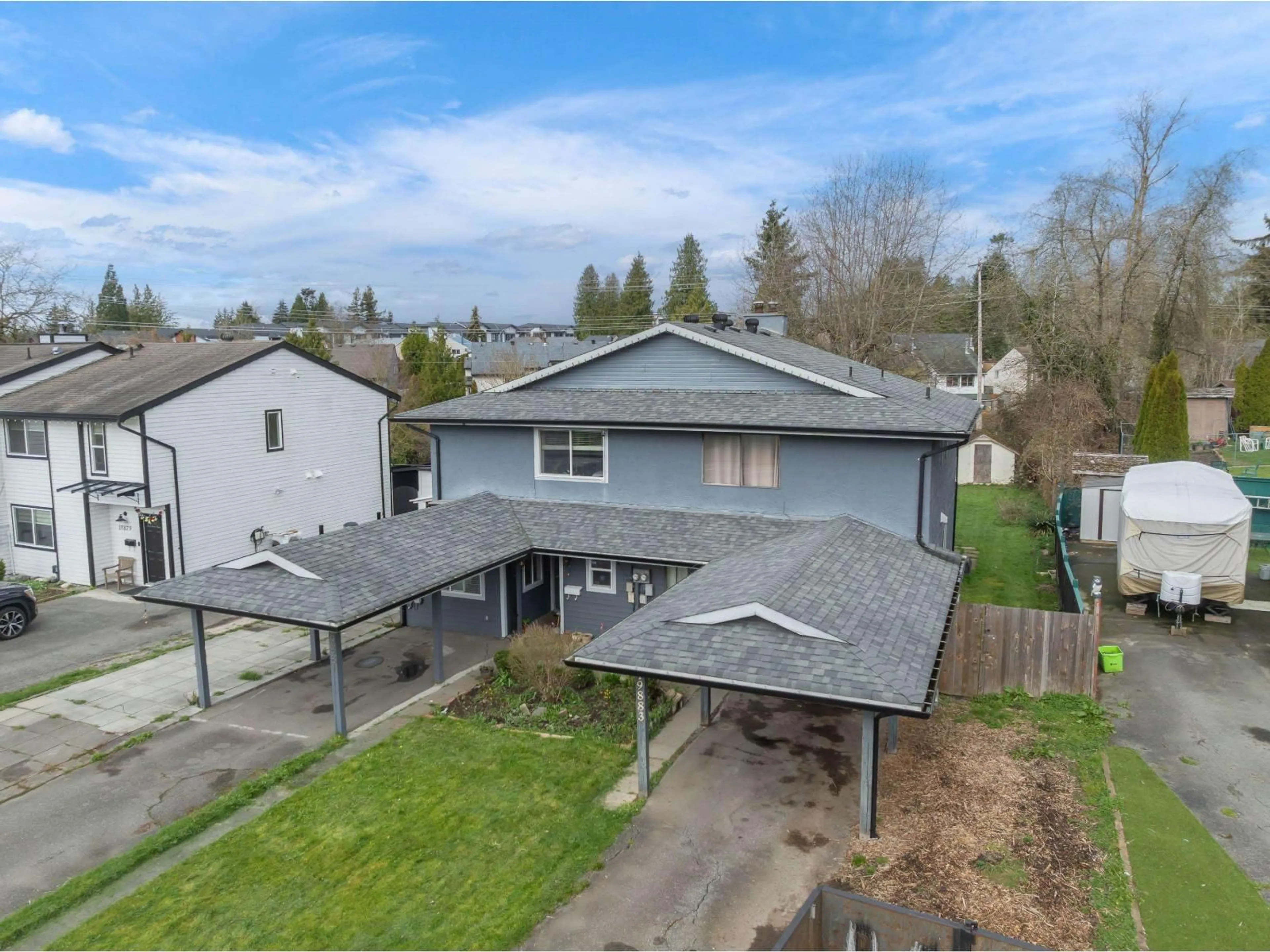 A pic from outside/outdoor area/front of a property/back of a property/a pic from drone, street for 19883 53 AVENUE, Langley British Columbia V3A6W2