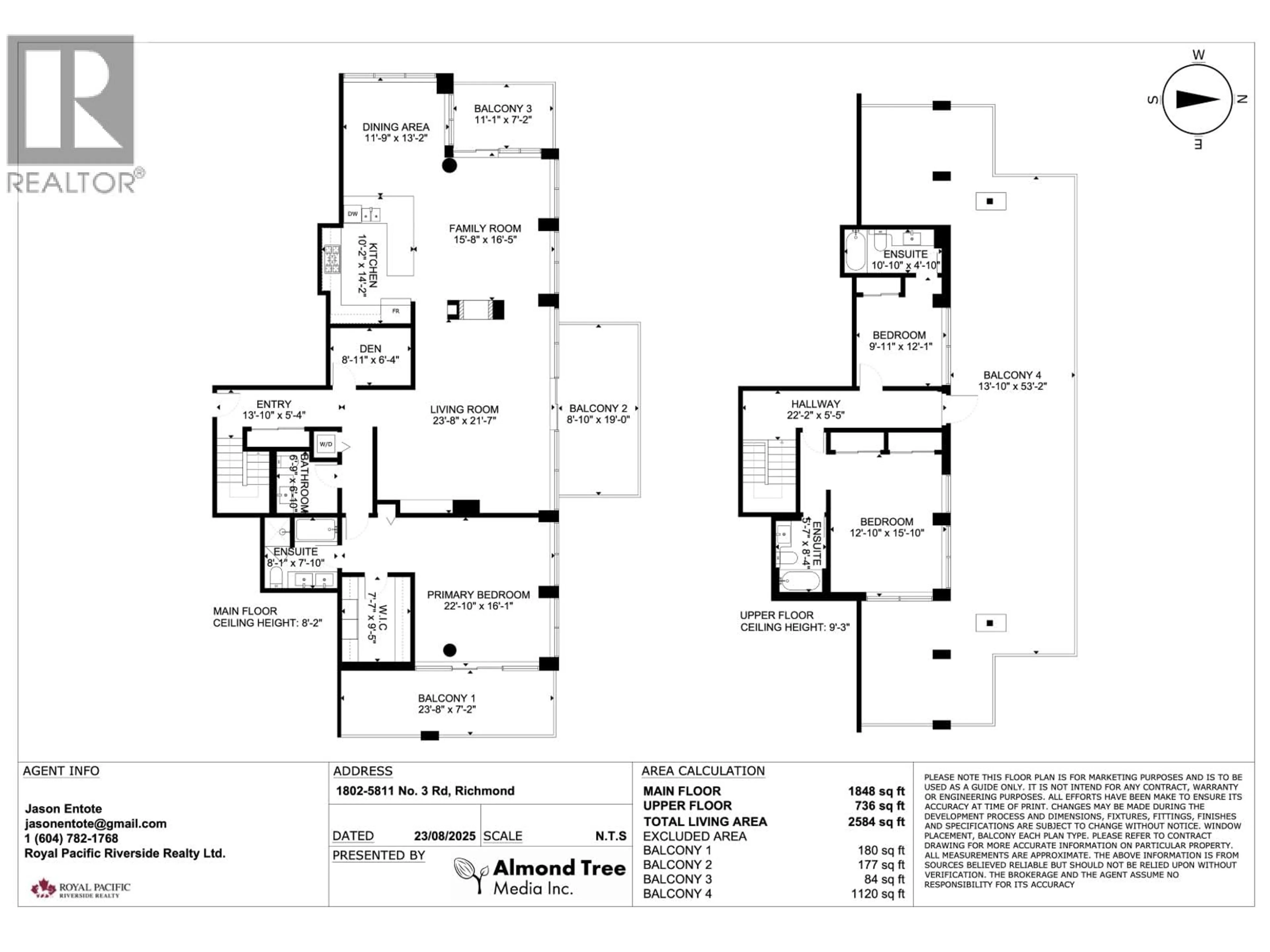 Floor plan for 1802 - 5811 NO. 3 ROAD, Richmond British Columbia V6X4L7