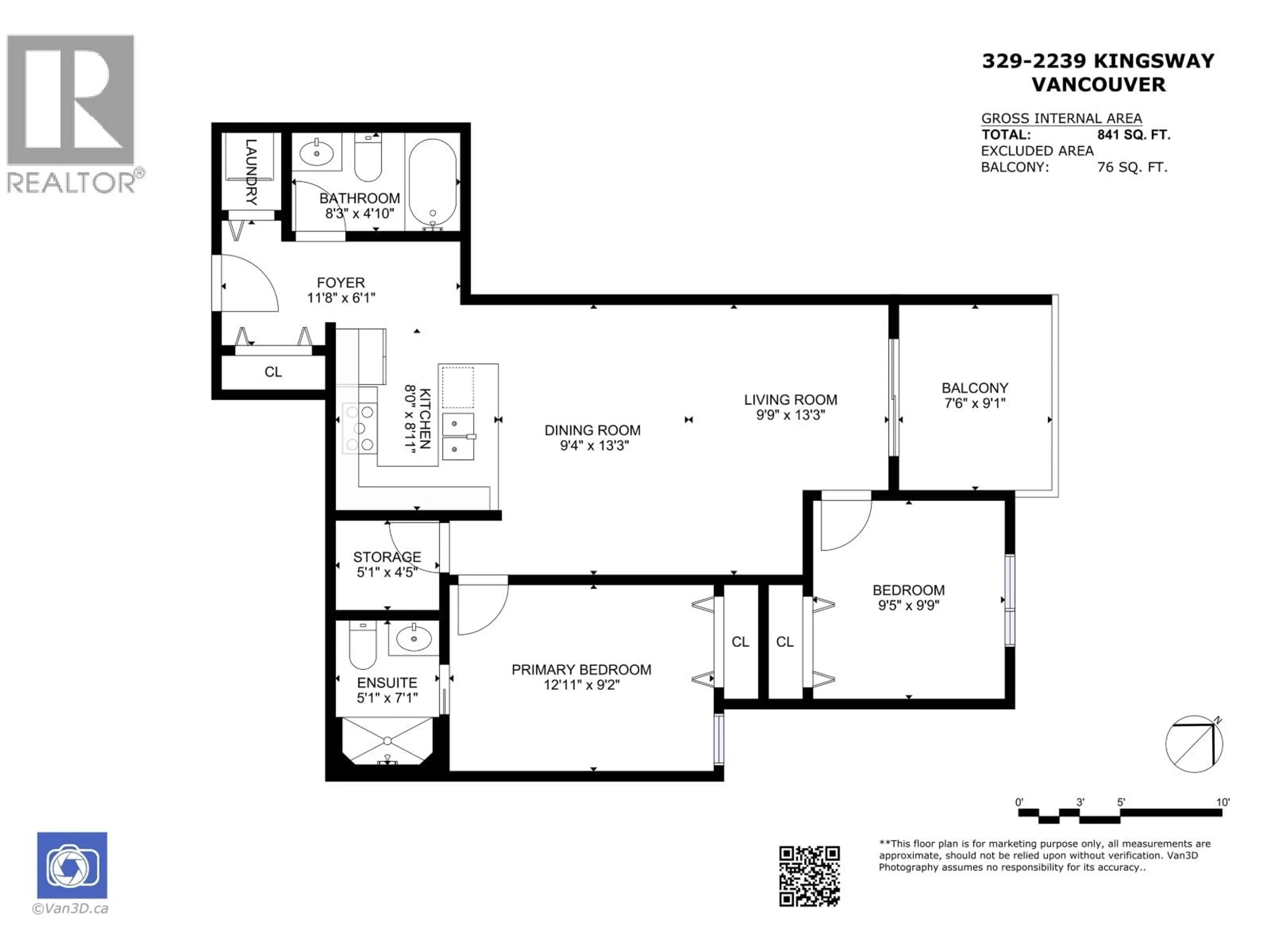 Floor plan for 329 - 2239 KINGSWAY, Vancouver British Columbia V5N0E5
