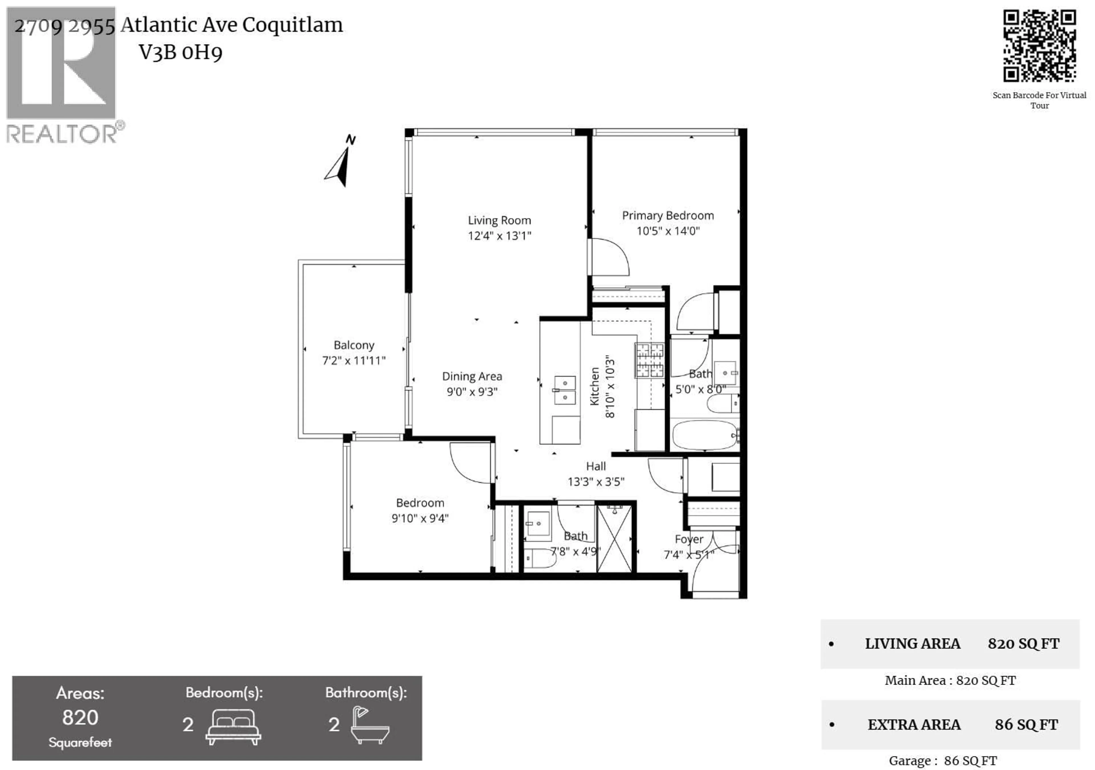 Floor plan for 2709 - 2955 ATLANTIC AVENUE, Coquitlam British Columbia V3B0H9