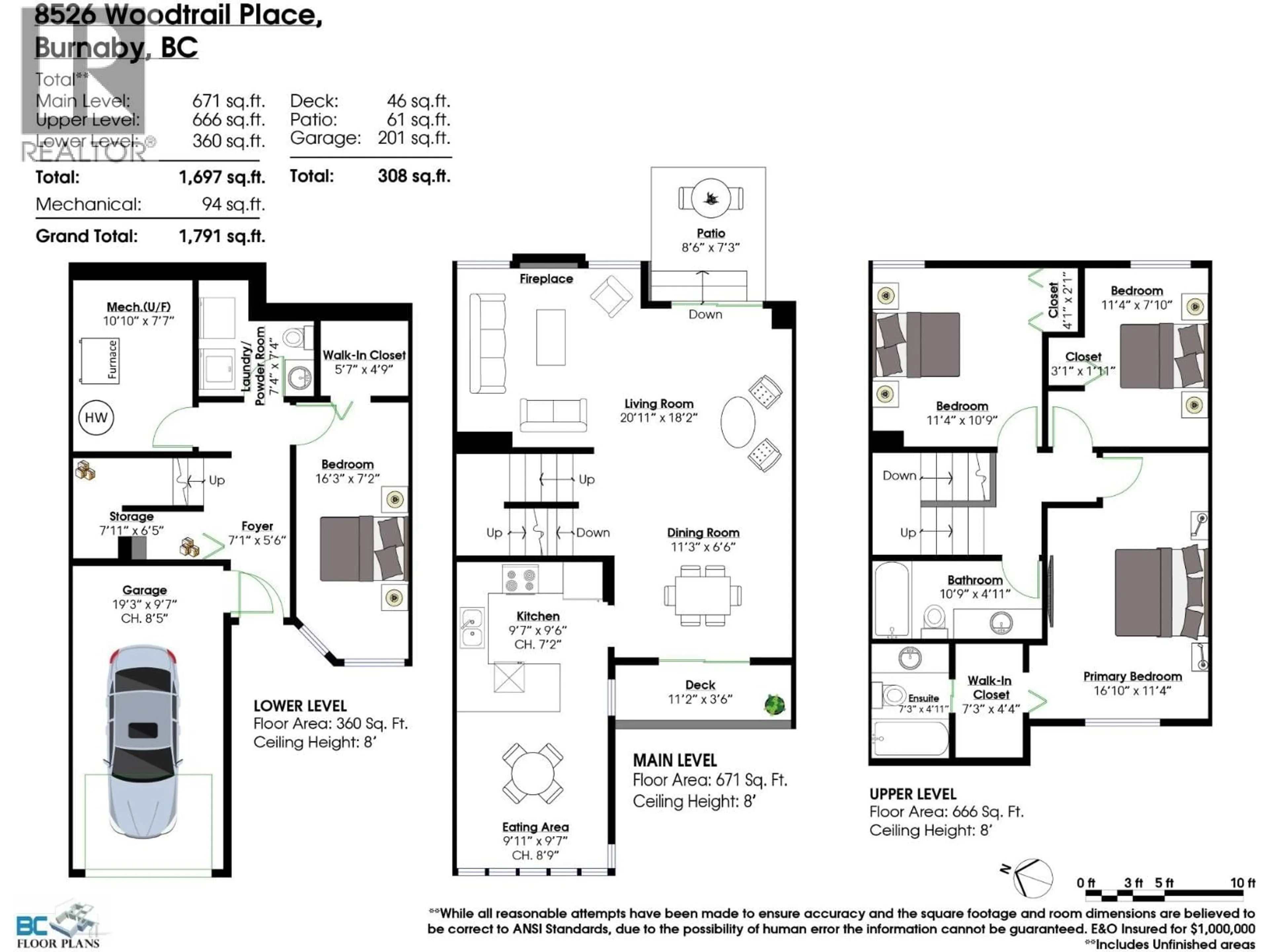 Floor plan for 8526 WOODTRAIL PLACE, Burnaby British Columbia V5A4A9