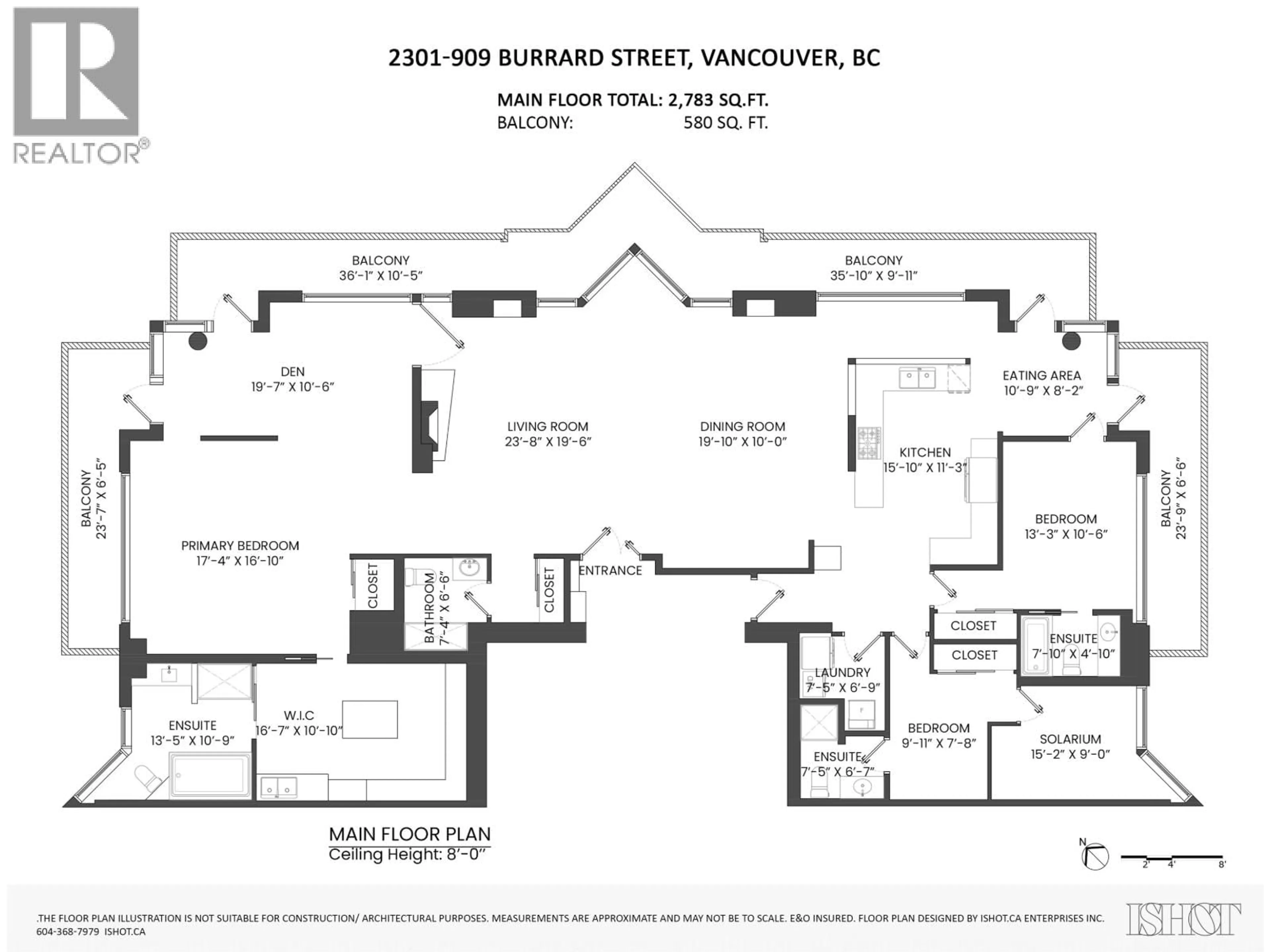 Floor plan for 2301 - 909 BURRARD STREET, Vancouver British Columbia V6Z2N2