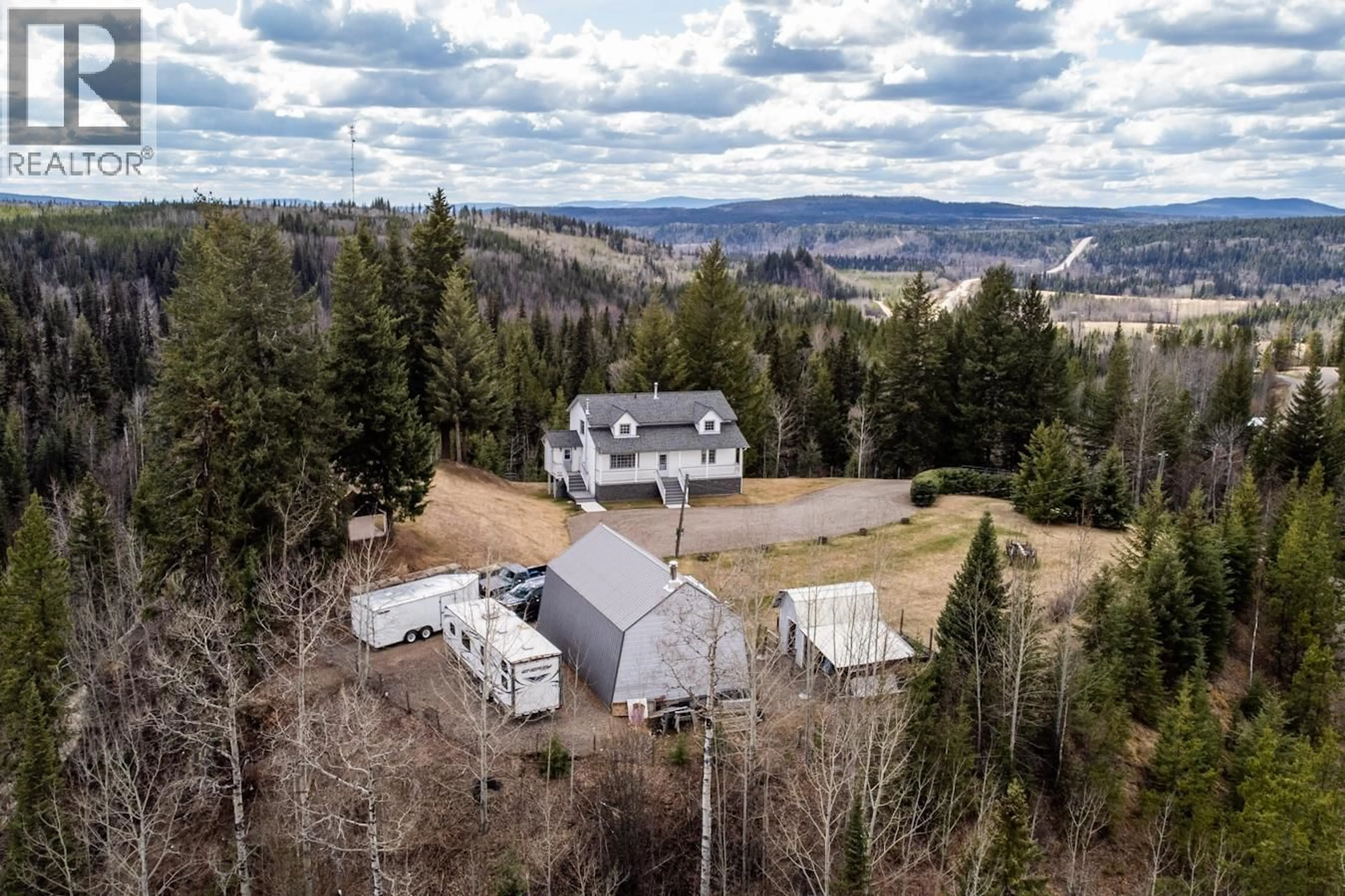A pic from outside/outdoor area/front of a property/back of a property/a pic from drone, mountain view for 14195 WESTBE ROAD, Prince George British Columbia V2N5C2