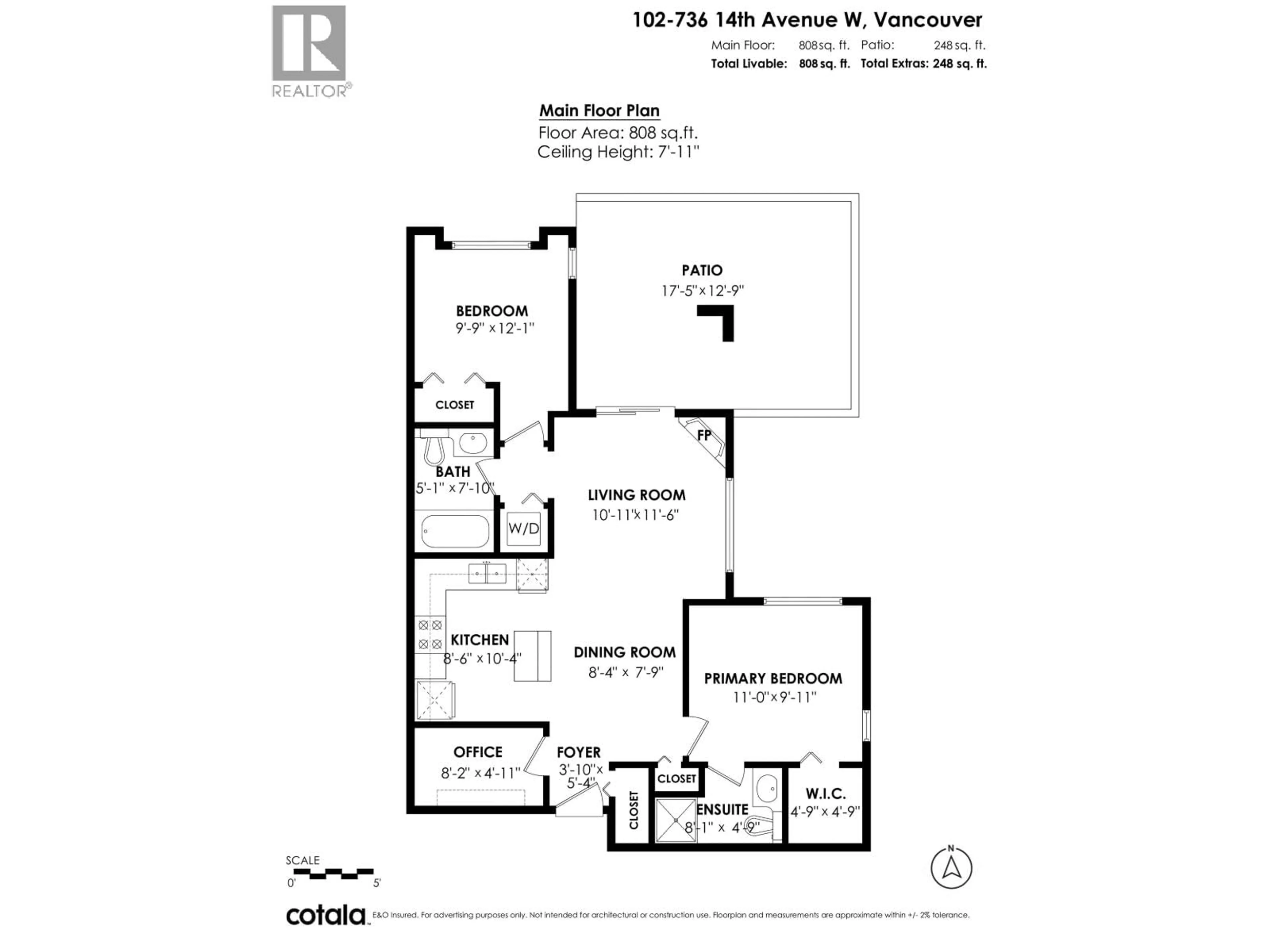 Floor plan for 102 - 736 14TH AVENUE, Vancouver British Columbia V5Z1P9