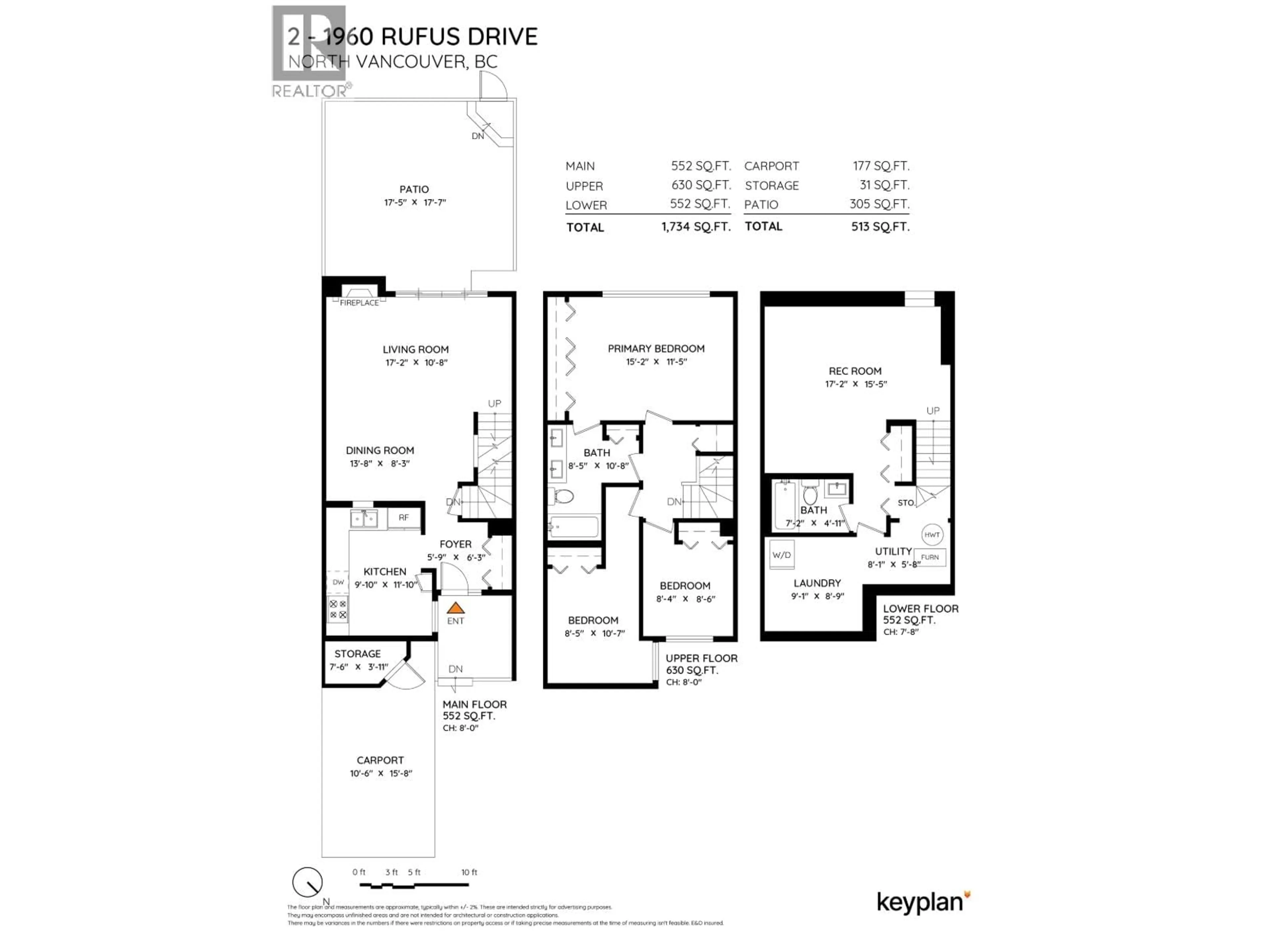 Floor plan for 2 - 1960 RUFUS DRIVE, North Vancouver British Columbia V7J3L7