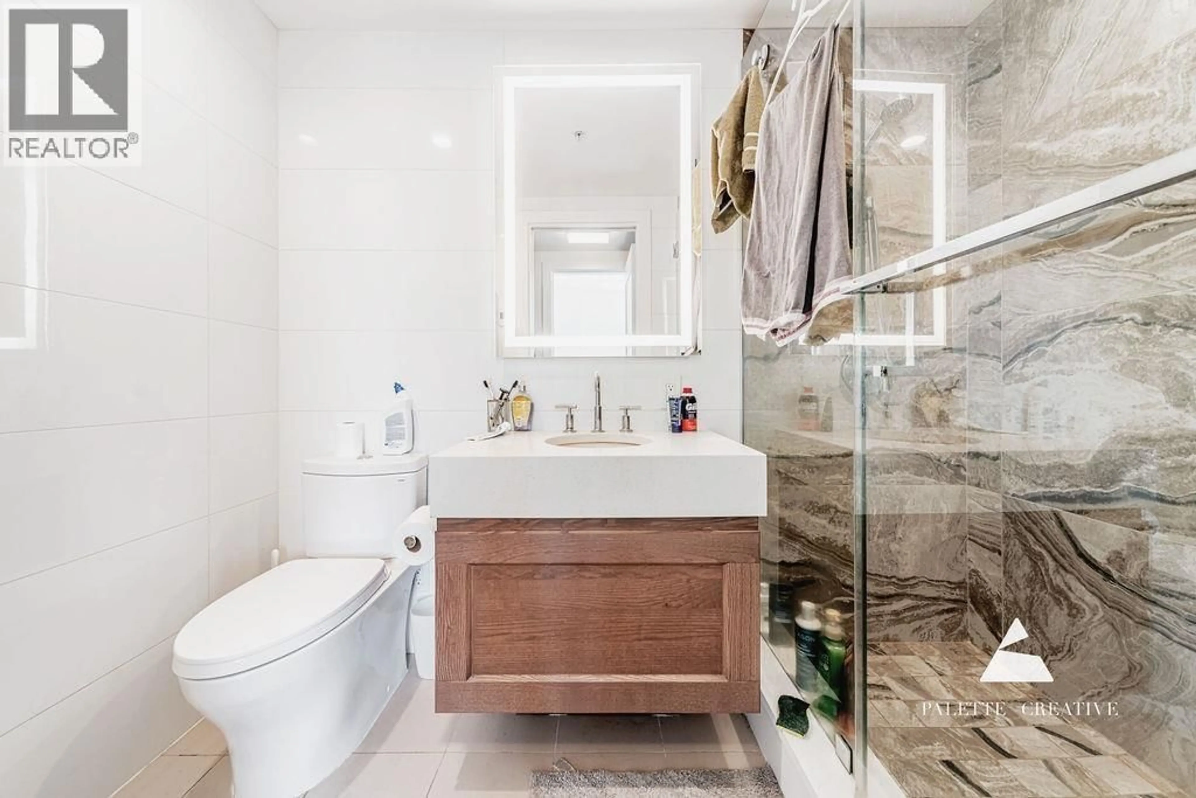 Contemporary bathroom, ceramic/tile floor for 310 - 5629 BIRNEY AVENUE, Vancouver British Columbia V6S0J1