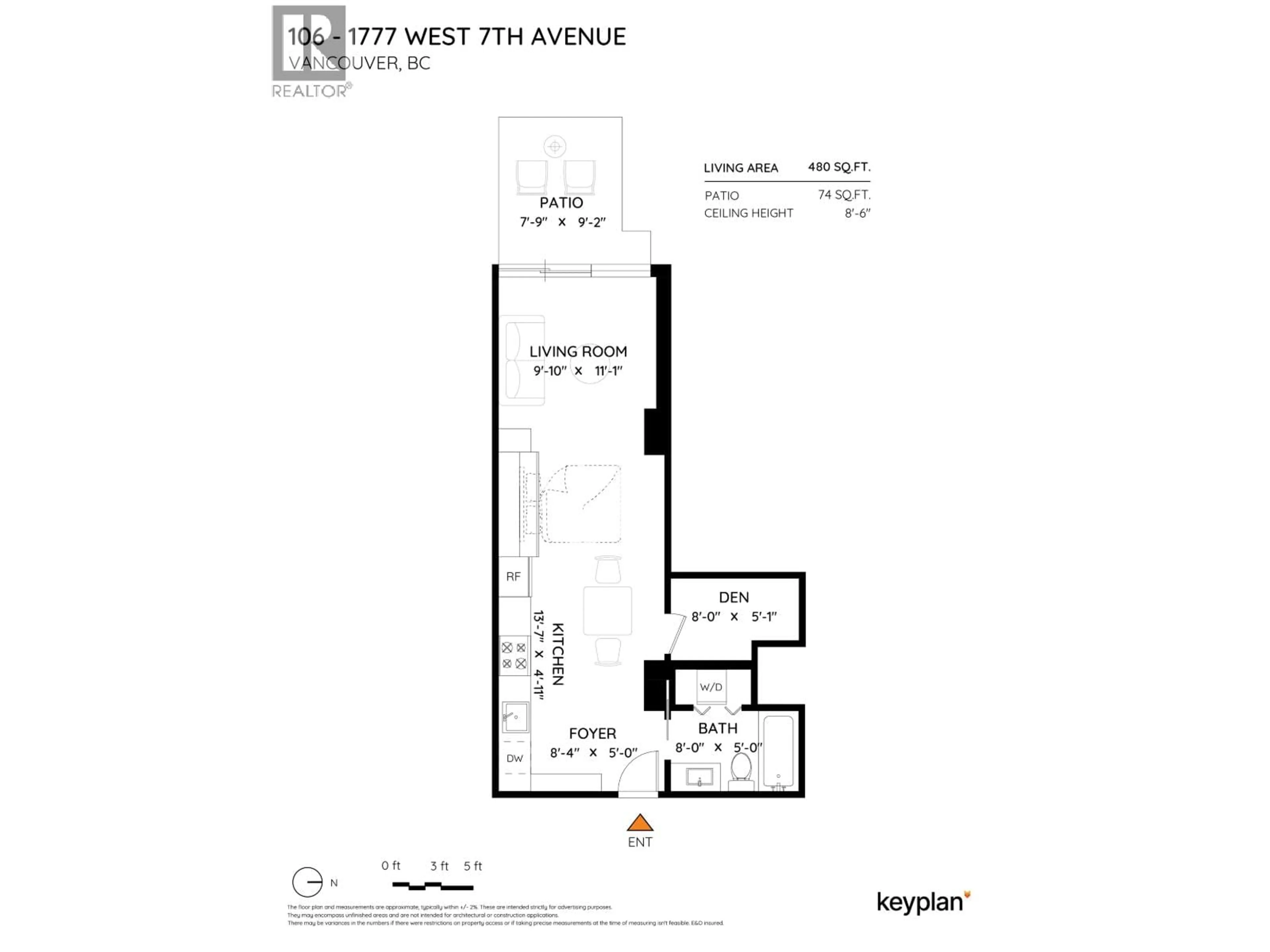 Floor plan for 106 - 1777 7TH AVENUE, Vancouver British Columbia V6J0E5