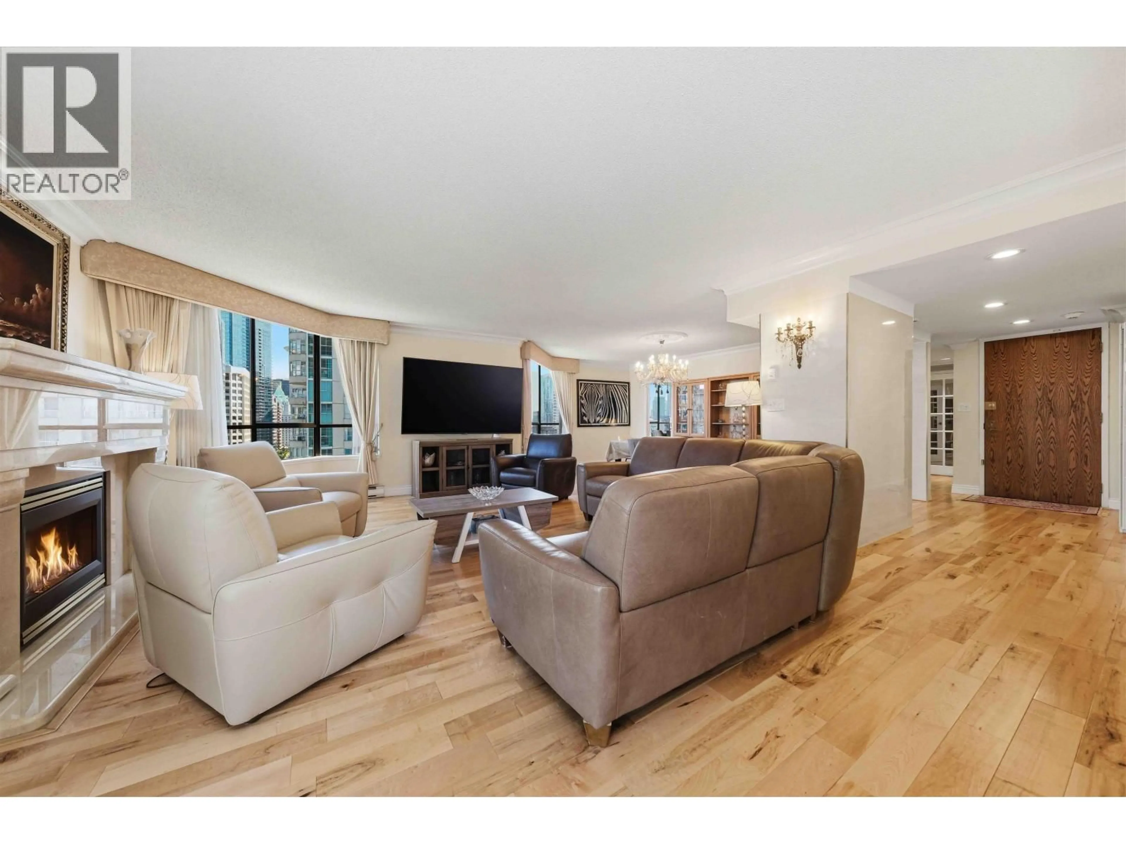 Living room with furniture, wood/laminate floor for 1602 - 738 BROUGHTON STREET, Vancouver British Columbia V6G3A7