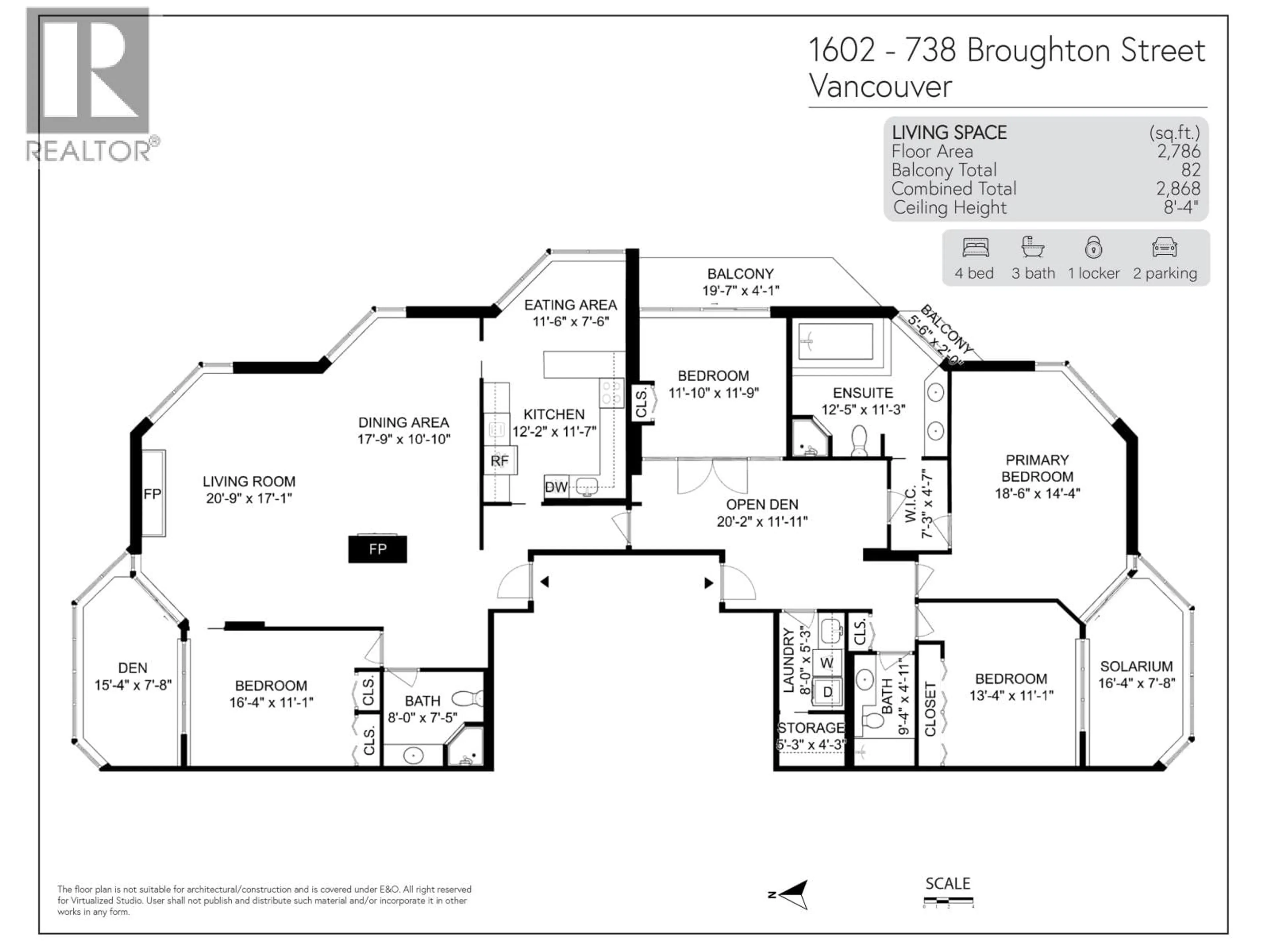 Floor plan for 1602 - 738 BROUGHTON STREET, Vancouver British Columbia V6G3A7