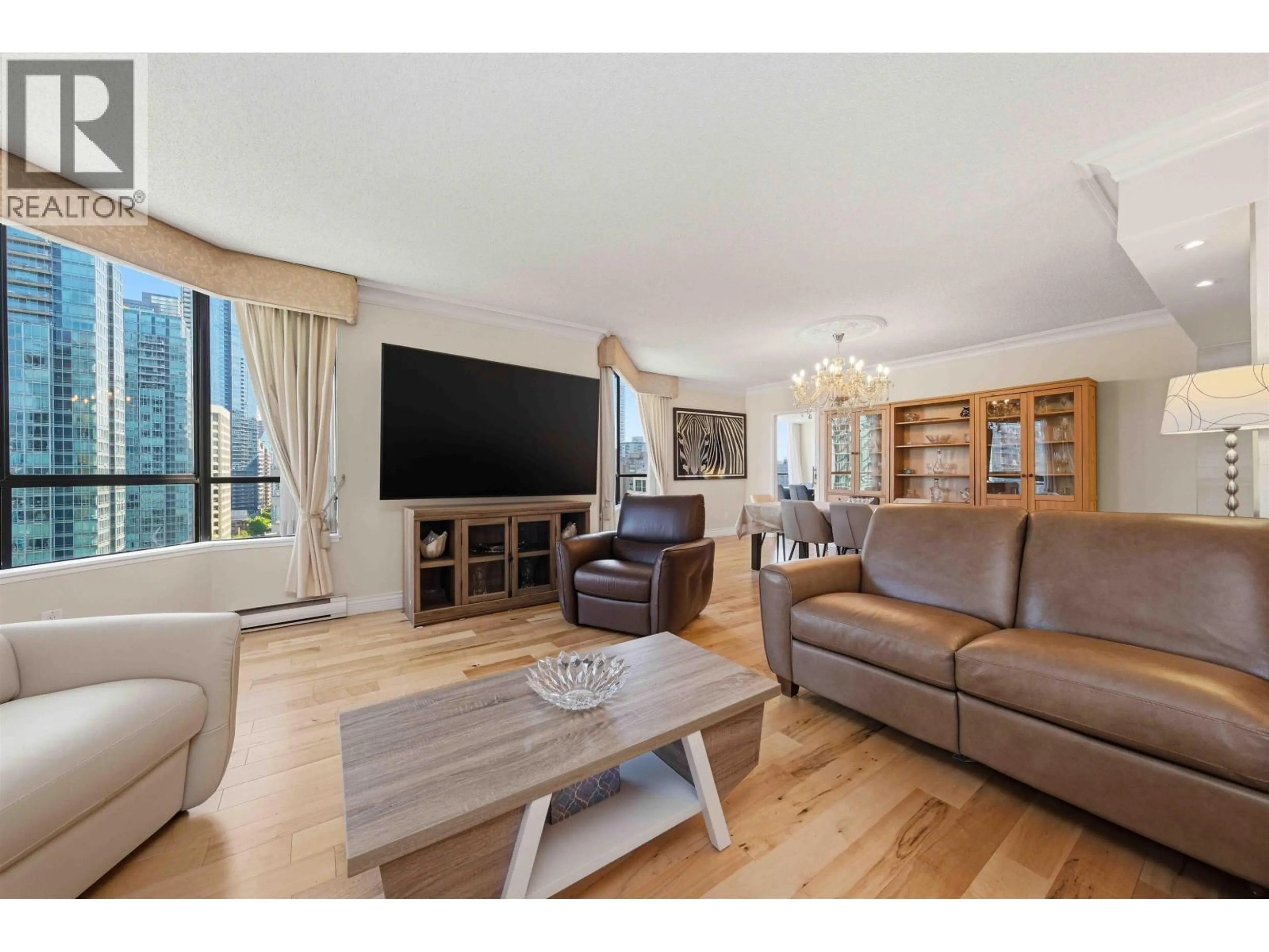 Living room with furniture, wood/laminate floor for 1602 - 738 BROUGHTON STREET, Vancouver British Columbia V6G3A7