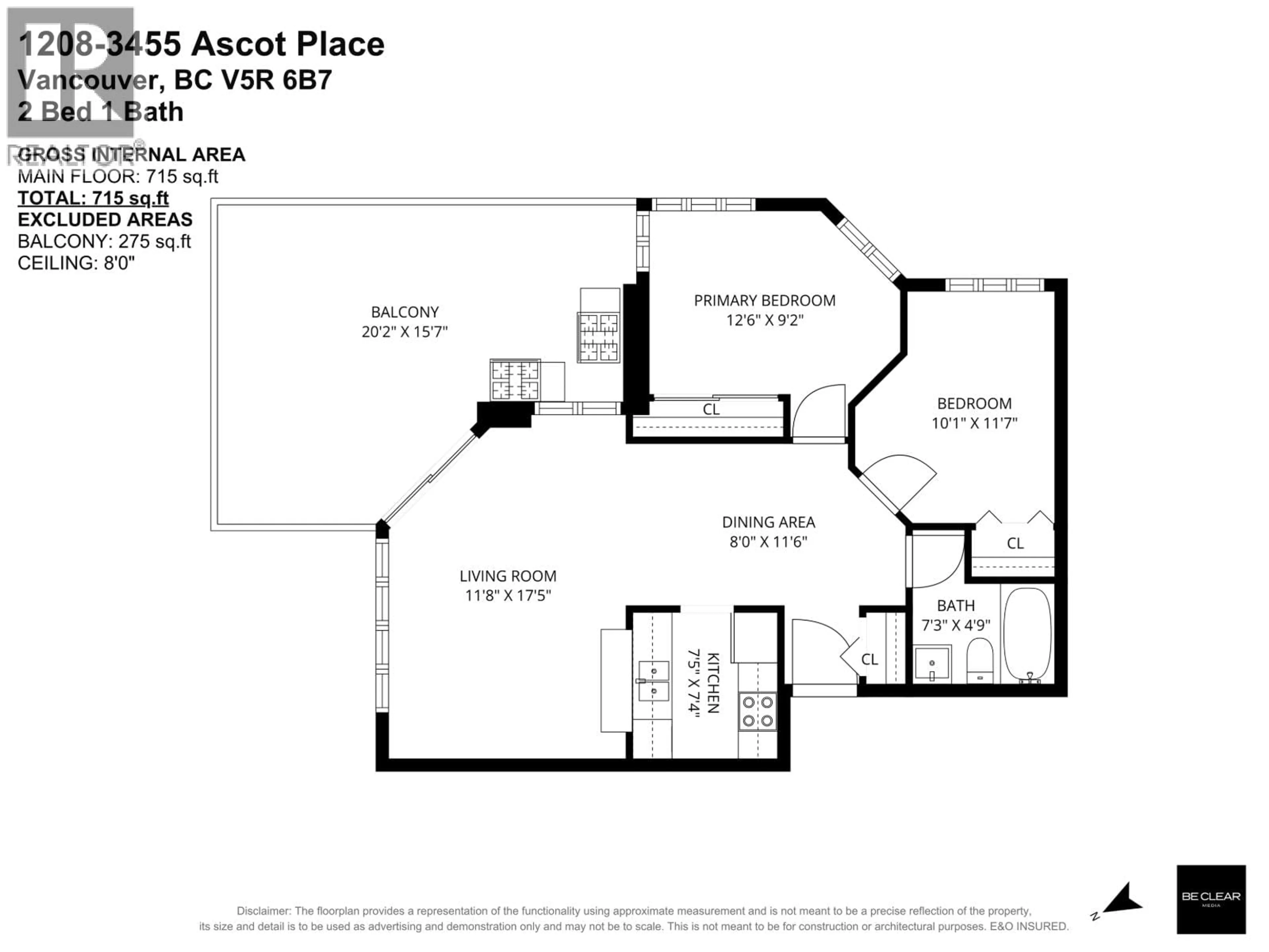 Floor plan for 1208 - 3455 ASCOT PLACE, Vancouver British Columbia V5R6B7