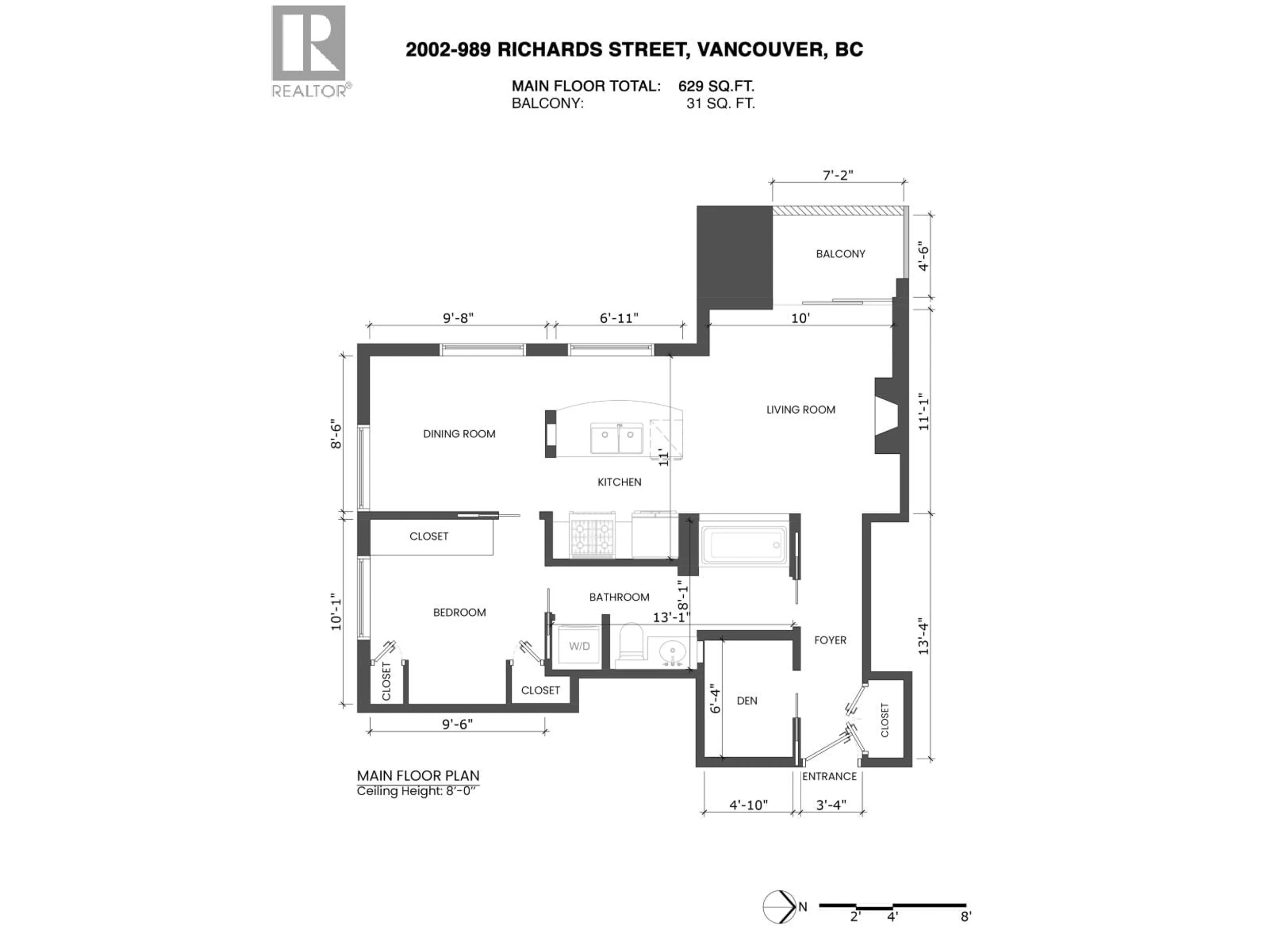 Floor plan for 2002 - 989 RICHARDS STREET, Vancouver British Columbia V6B6R6