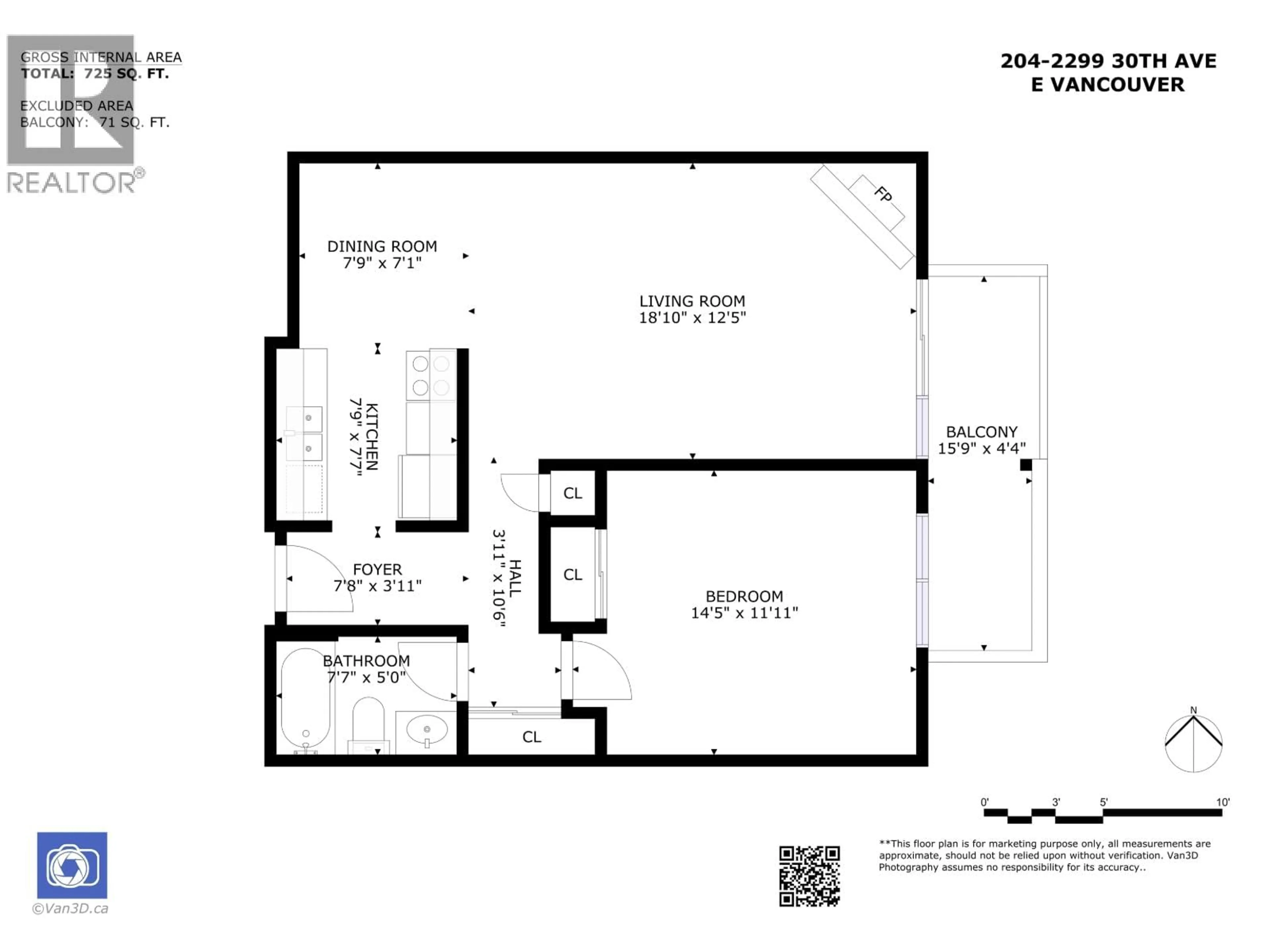 Floor plan for 204 - 2299 30TH AVENUE, Vancouver British Columbia V5N5N1