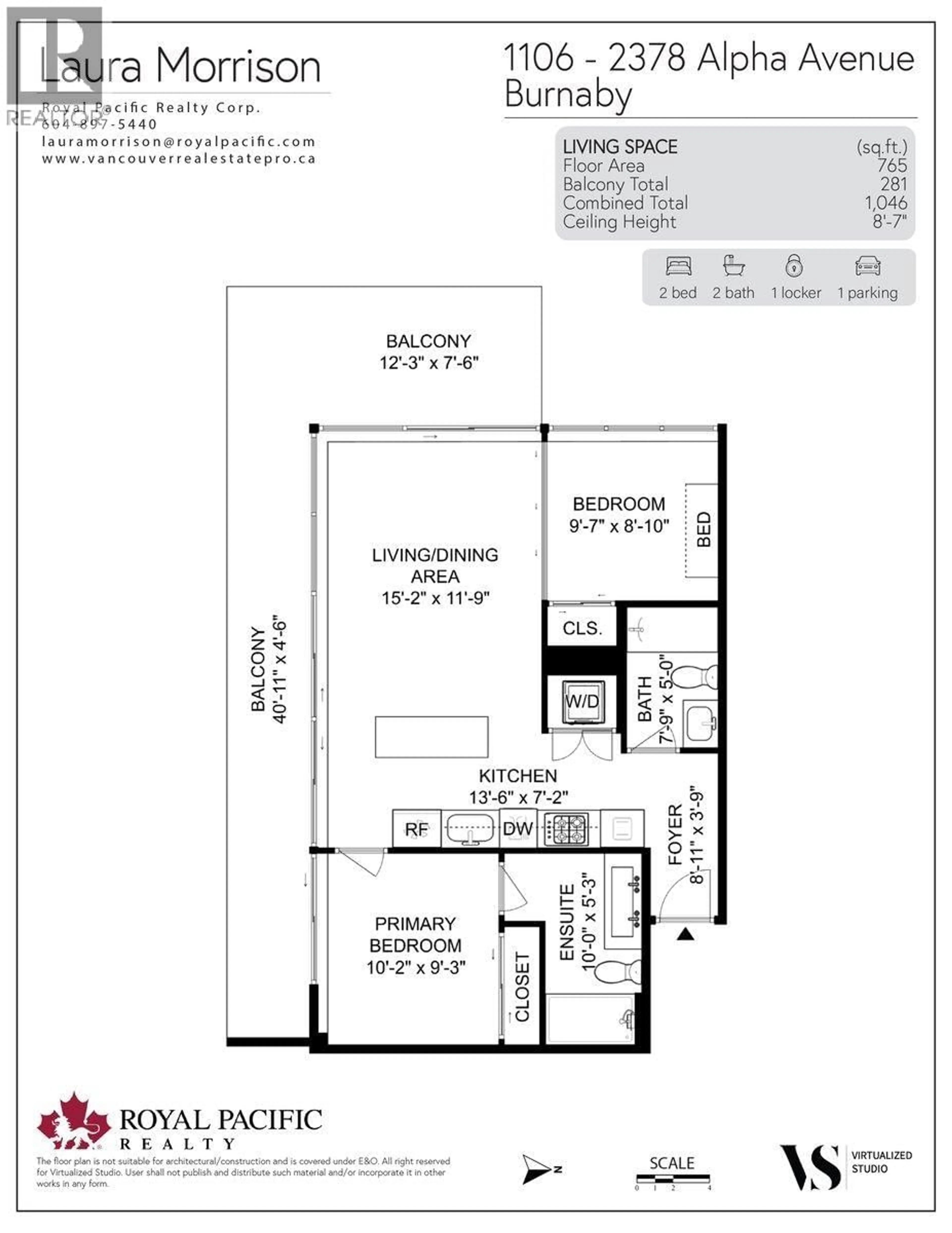 Floor plan for 1106 - 2378 ALPHA AVENUE, Burnaby British Columbia V5C0K2