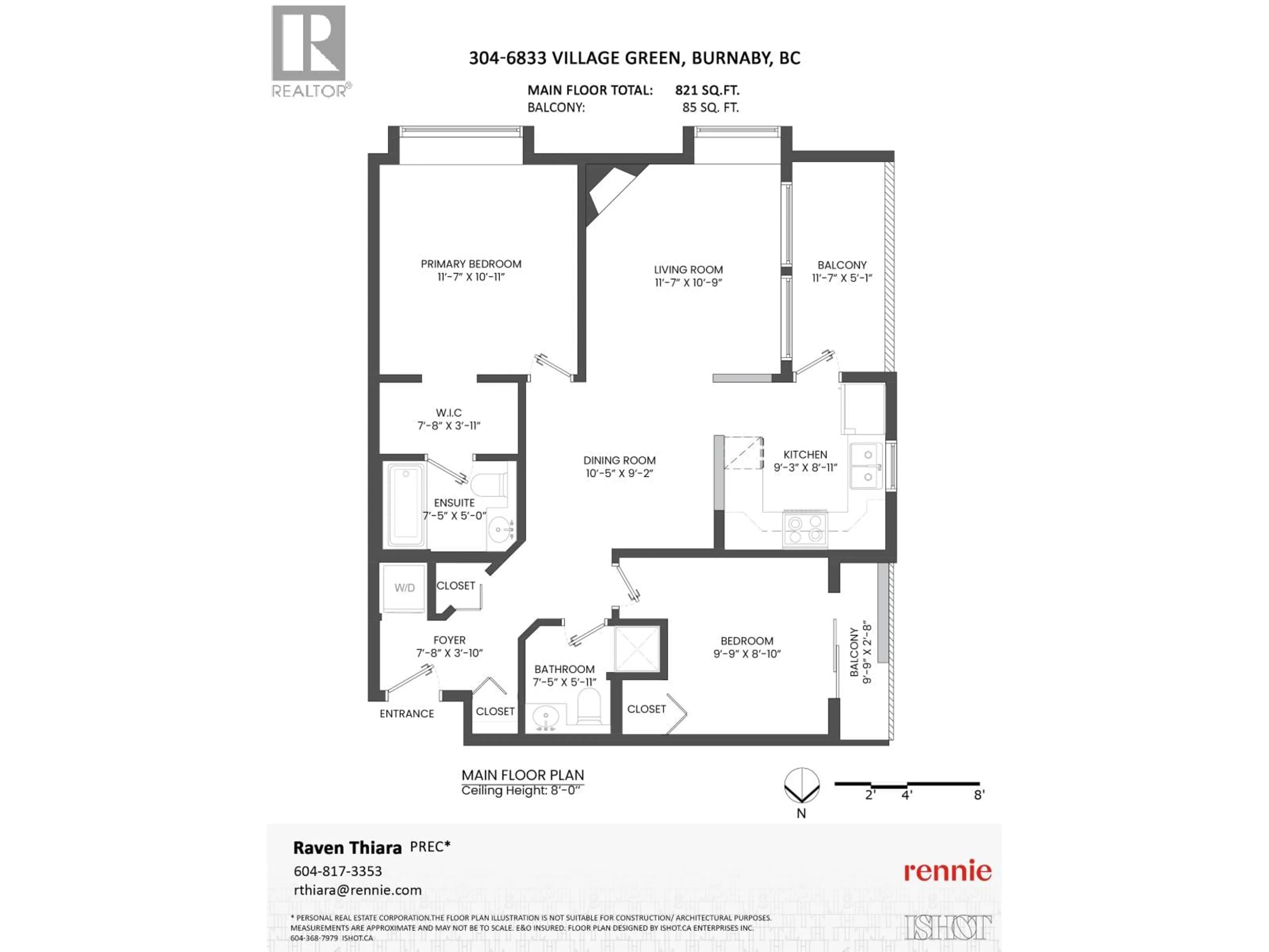 Floor plan for 304 - 6833 VILLAGE, Burnaby British Columbia V5E4M1