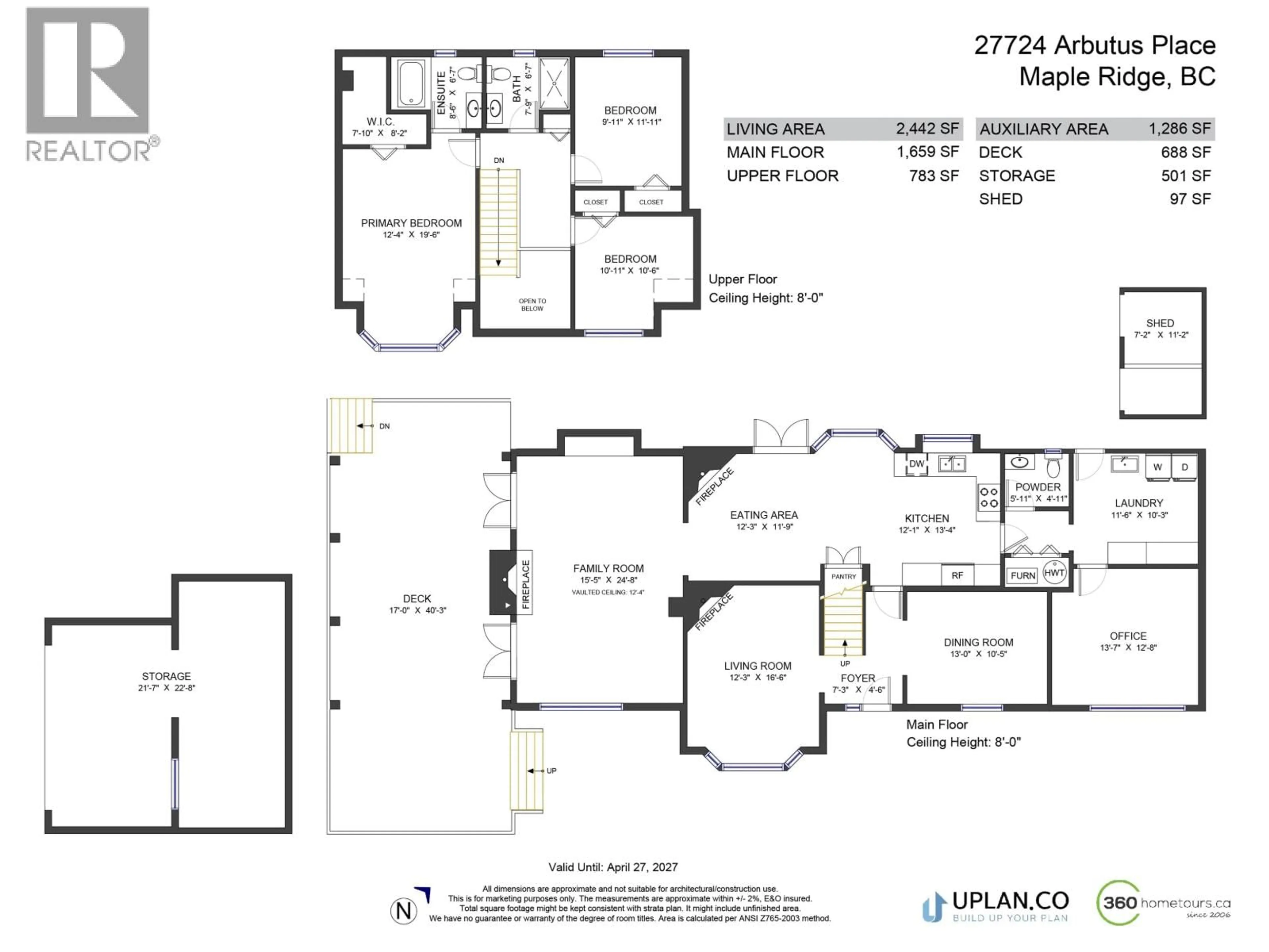 Floor plan for 27724 ARBUTUS PLACE, Maple Ridge British Columbia V2W1N4