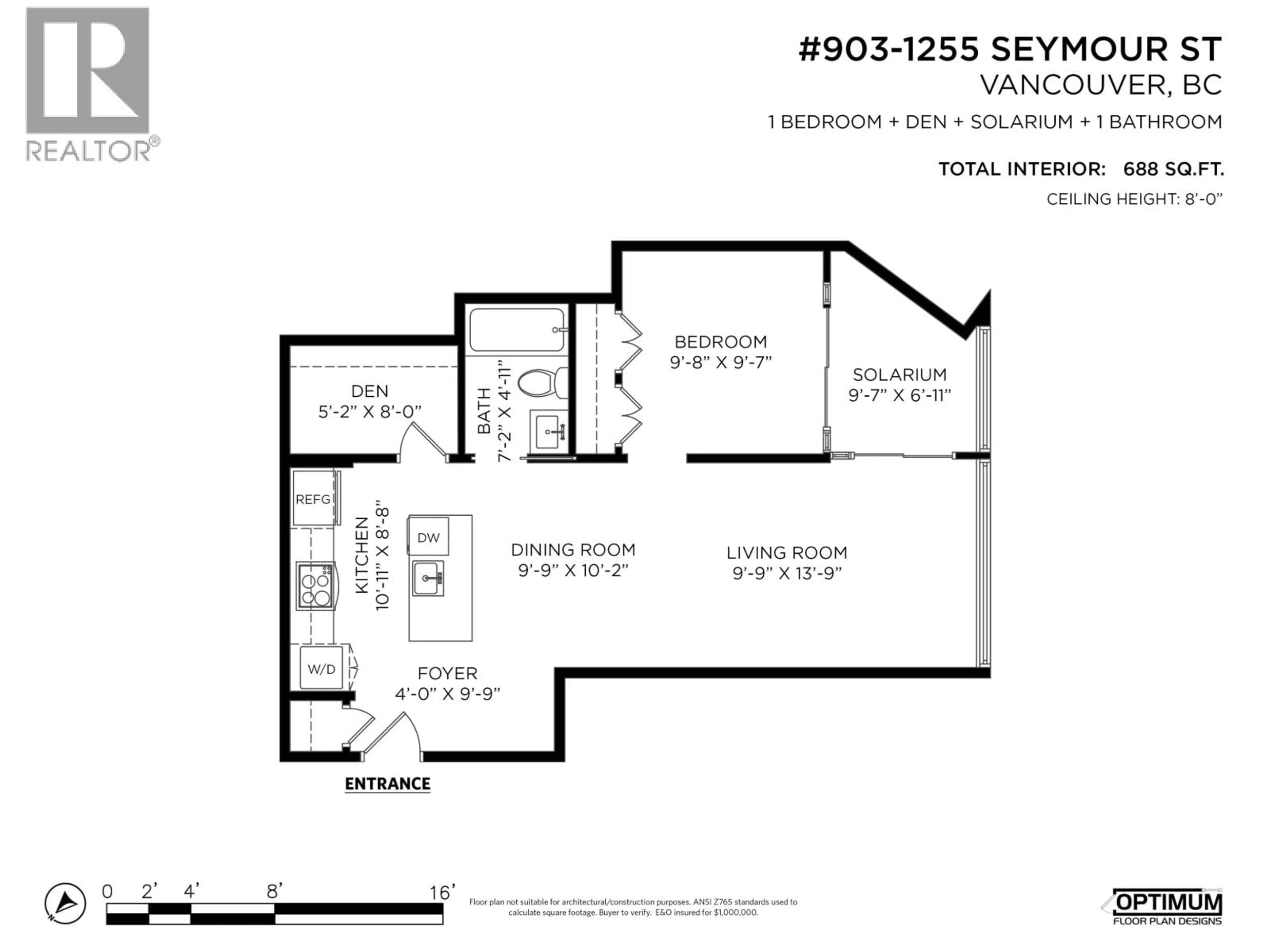 Floor plan for 903 - 1255 SEYMOUR STREET, Vancouver British Columbia V6B0H1