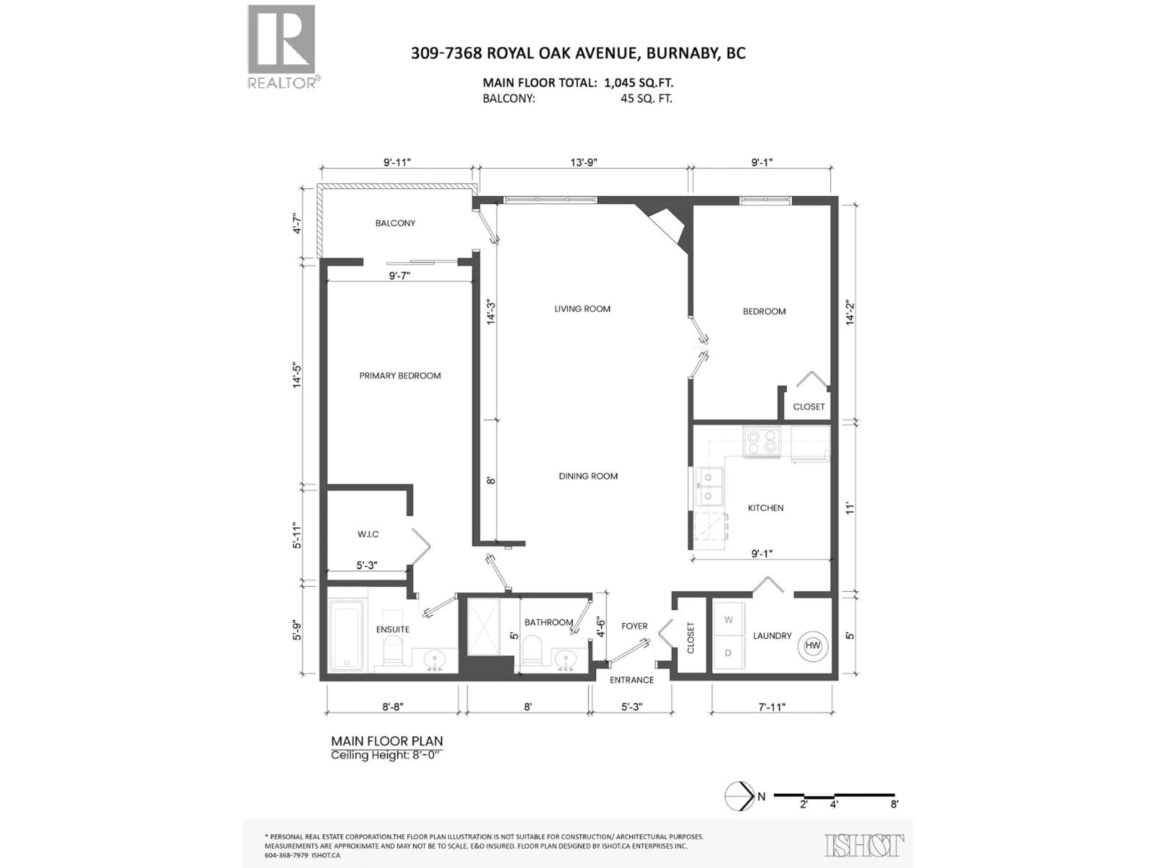 Floor plan for 309 - 7368 ROYAL OAK AVENUE, Burnaby British Columbia V5J4J6