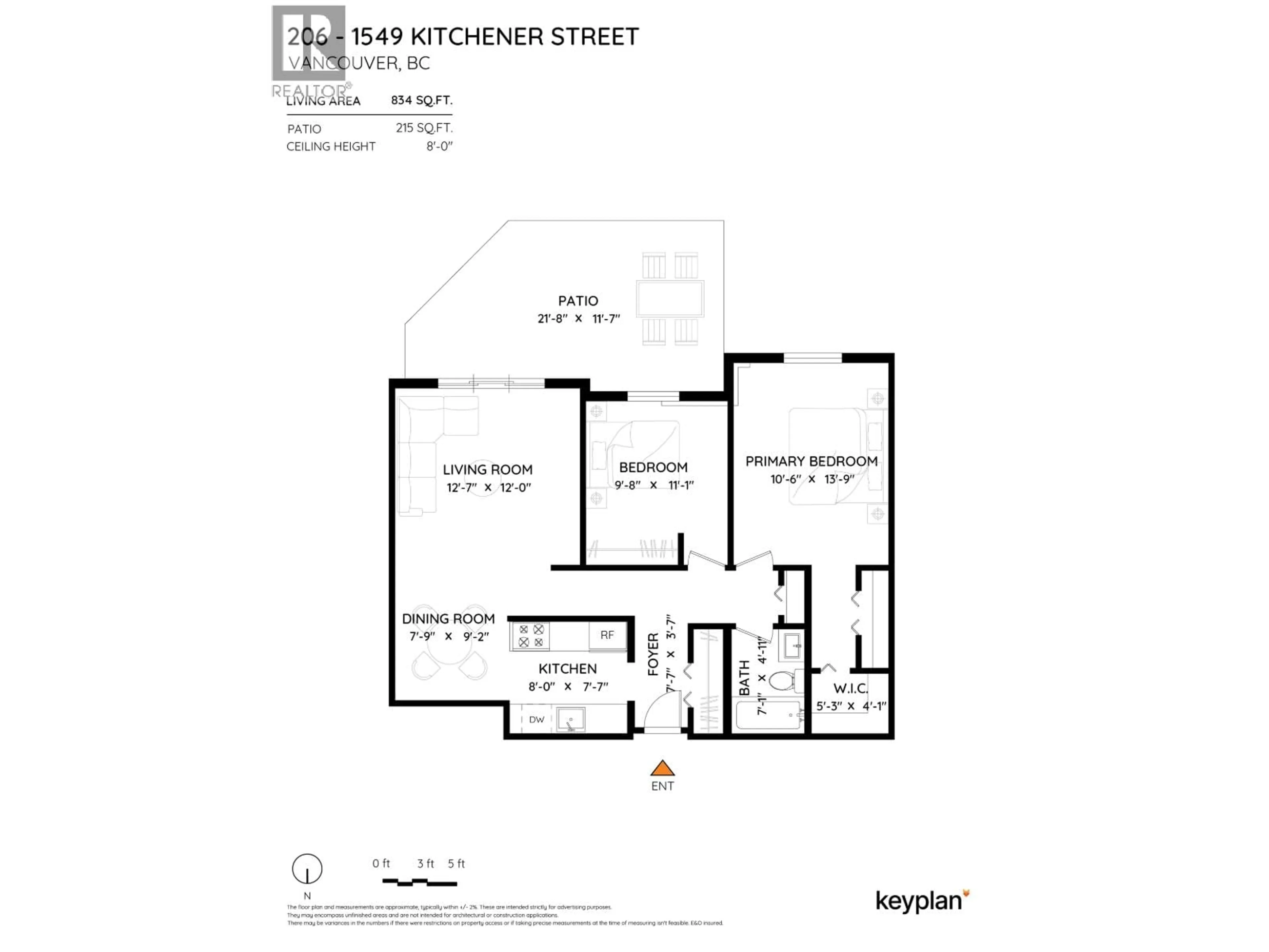 Floor plan for 206 - 1549 KITCHENER STREET, Vancouver British Columbia V5L2V8