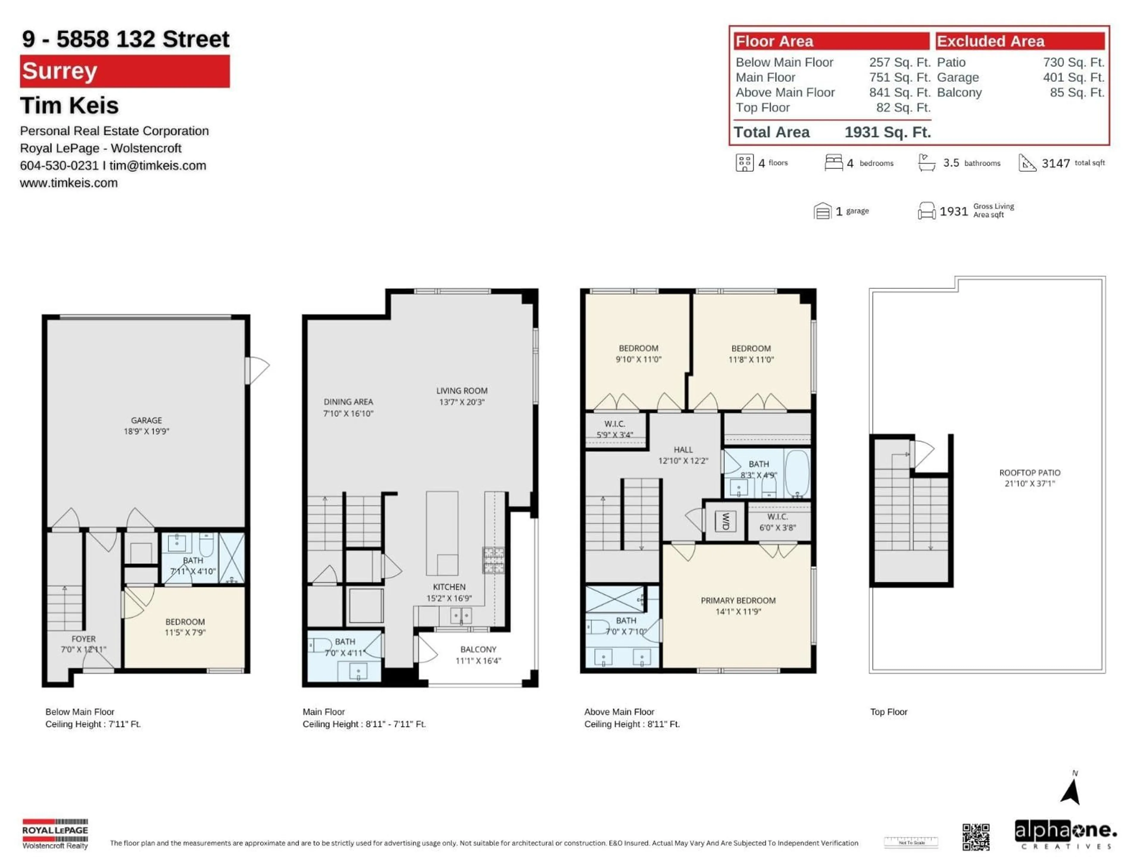 Floor plan for 9 - 5858 132 STREET, Surrey British Columbia V3X1N1