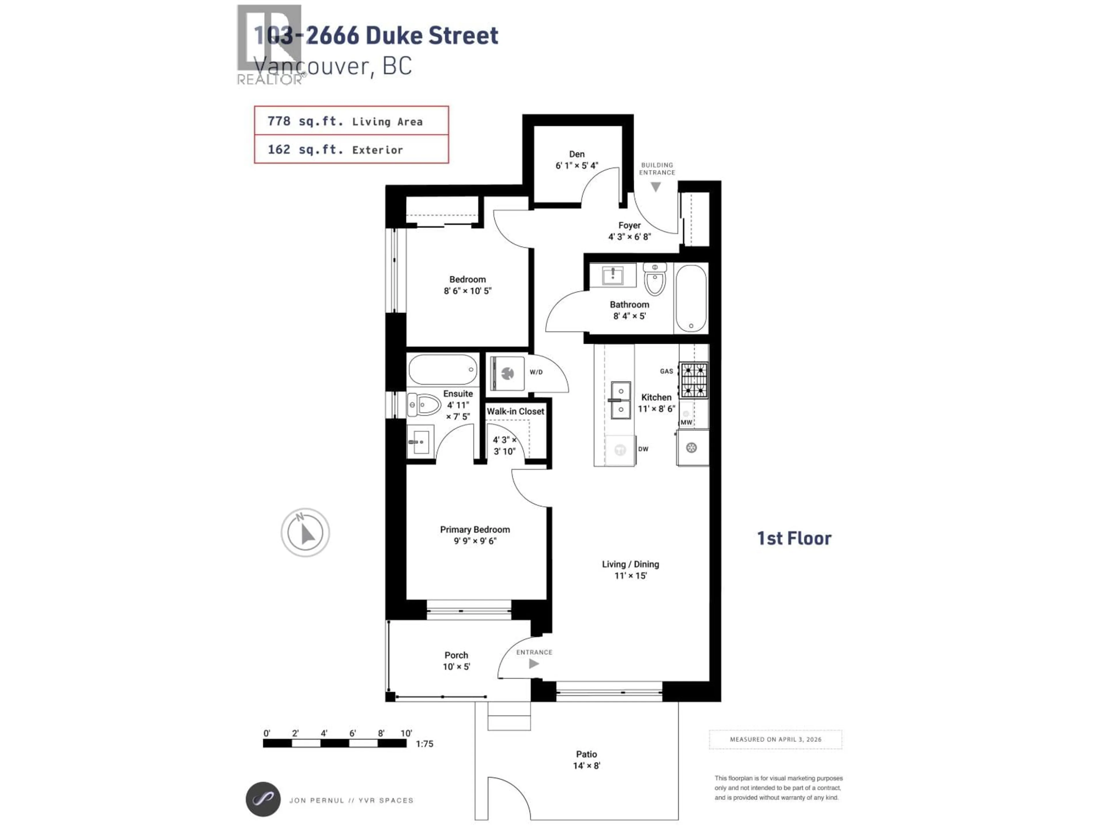 Floor plan for 103 - 2666 DUKE STREET, Vancouver British Columbia V5R4S9