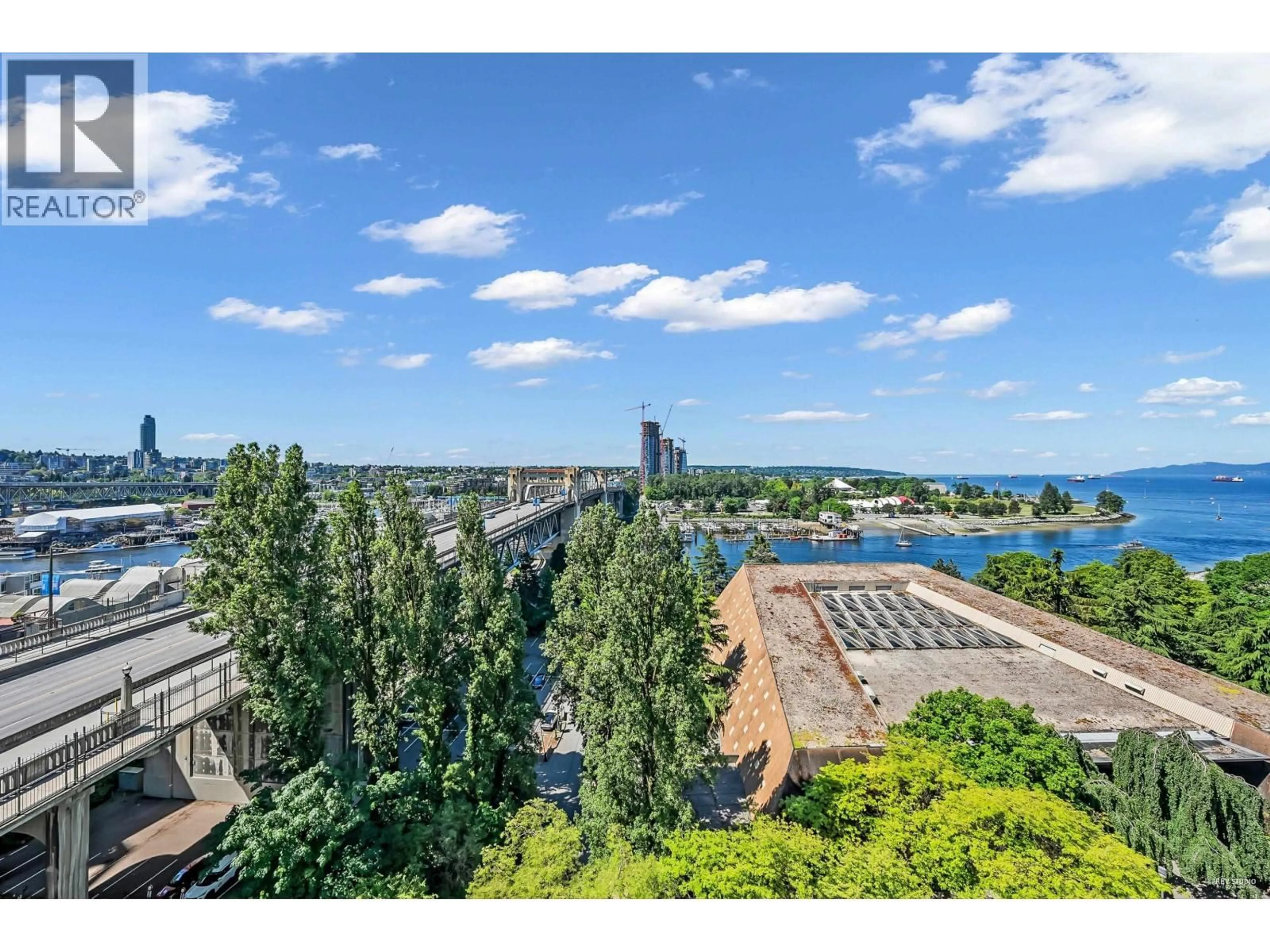 A pic from outside/outdoor area/front of a property/back of a property/a pic from drone, water/lake/river/ocean view for 1202 - 1005 BEACH AVENUE, Vancouver British Columbia V6E3W2