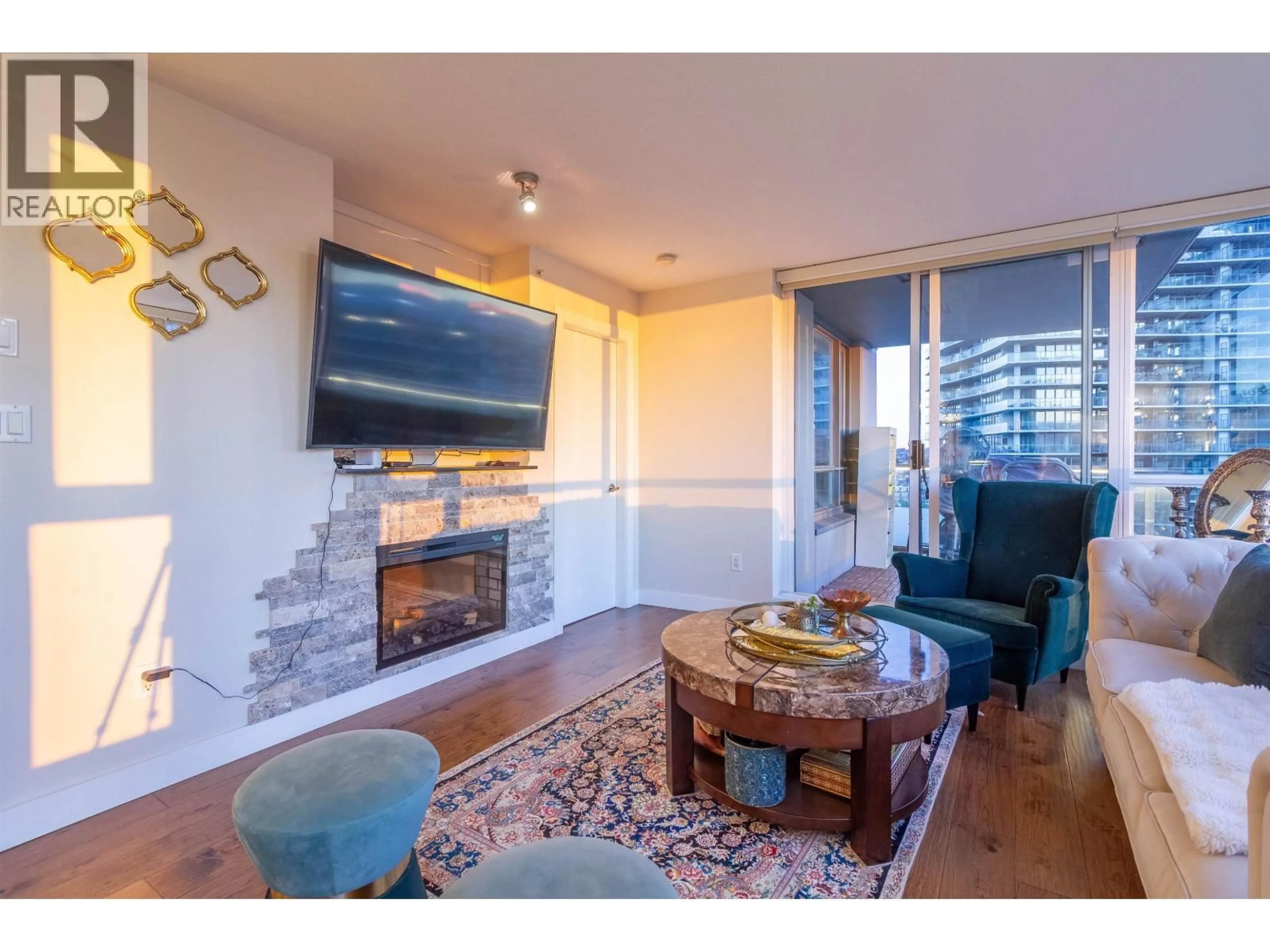 Living room with furniture, wood/laminate floor for 1202 - 4888 BRENTWOOD DRIVE, Burnaby British Columbia V5C0C6