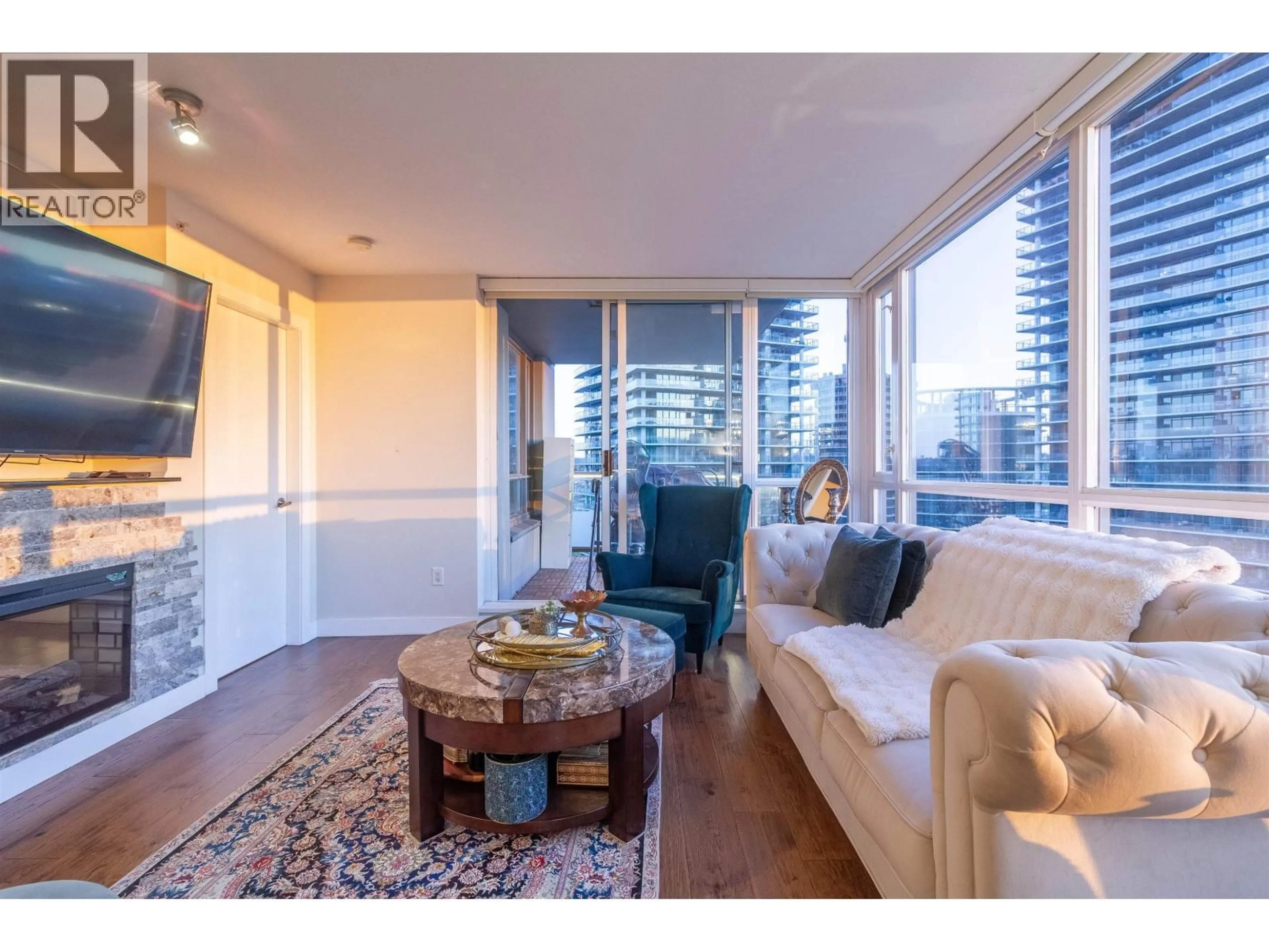 Living room with furniture, wood/laminate floor for 1202 - 4888 BRENTWOOD DRIVE, Burnaby British Columbia V5C0C6