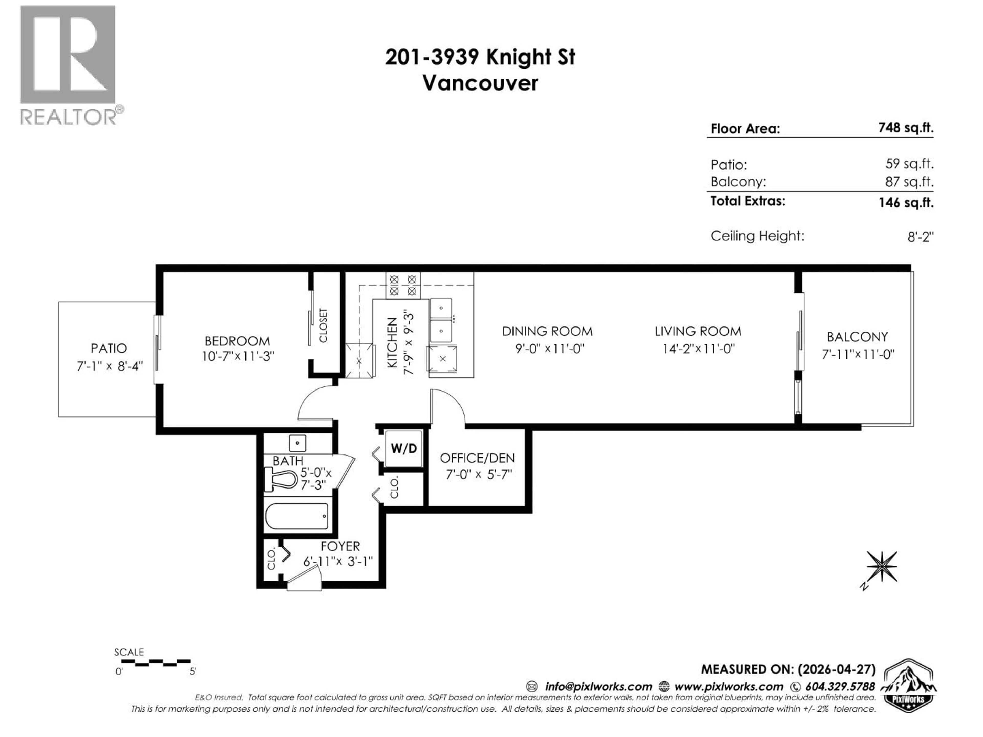 Floor plan for 201 - 3939 KNIGHT STREET, Vancouver British Columbia V5N3L8