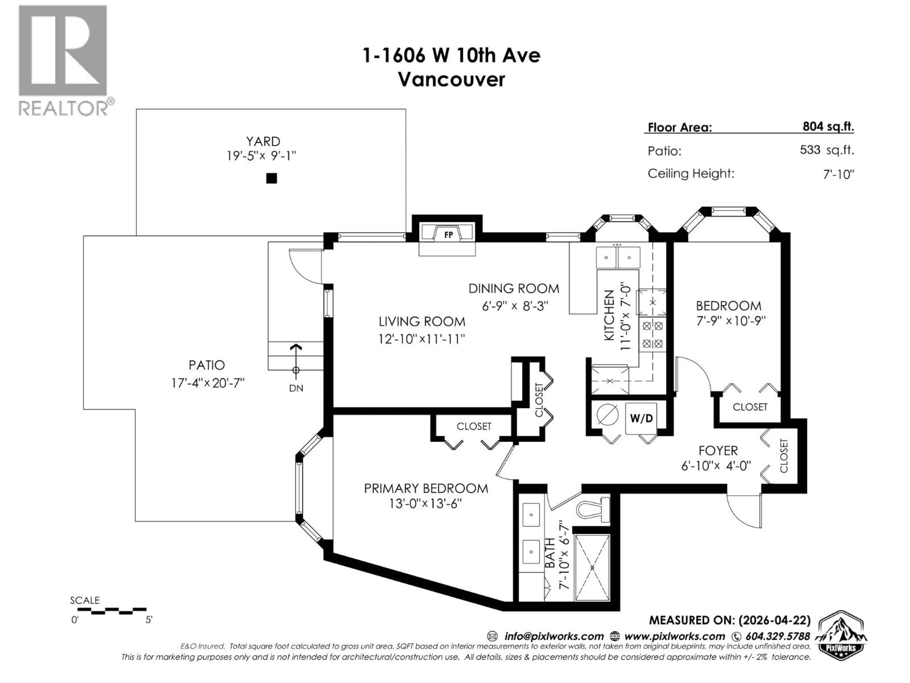 Floor plan for 1 - 1606 10TH AVENUE, Vancouver British Columbia V6J2A1