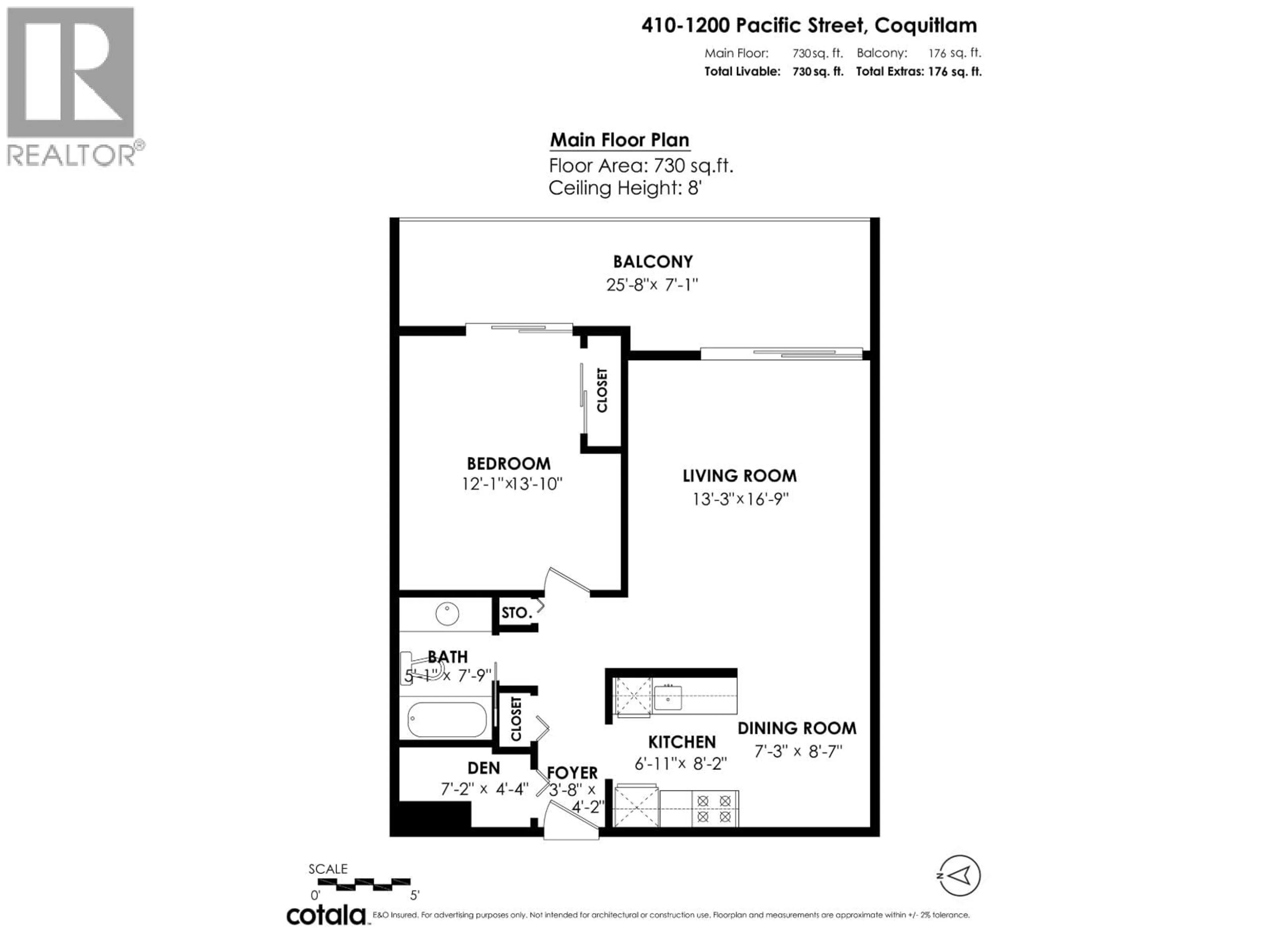 Floor plan for 410 - 1200 PACIFIC STREET, Coquitlam British Columbia V3B6K2