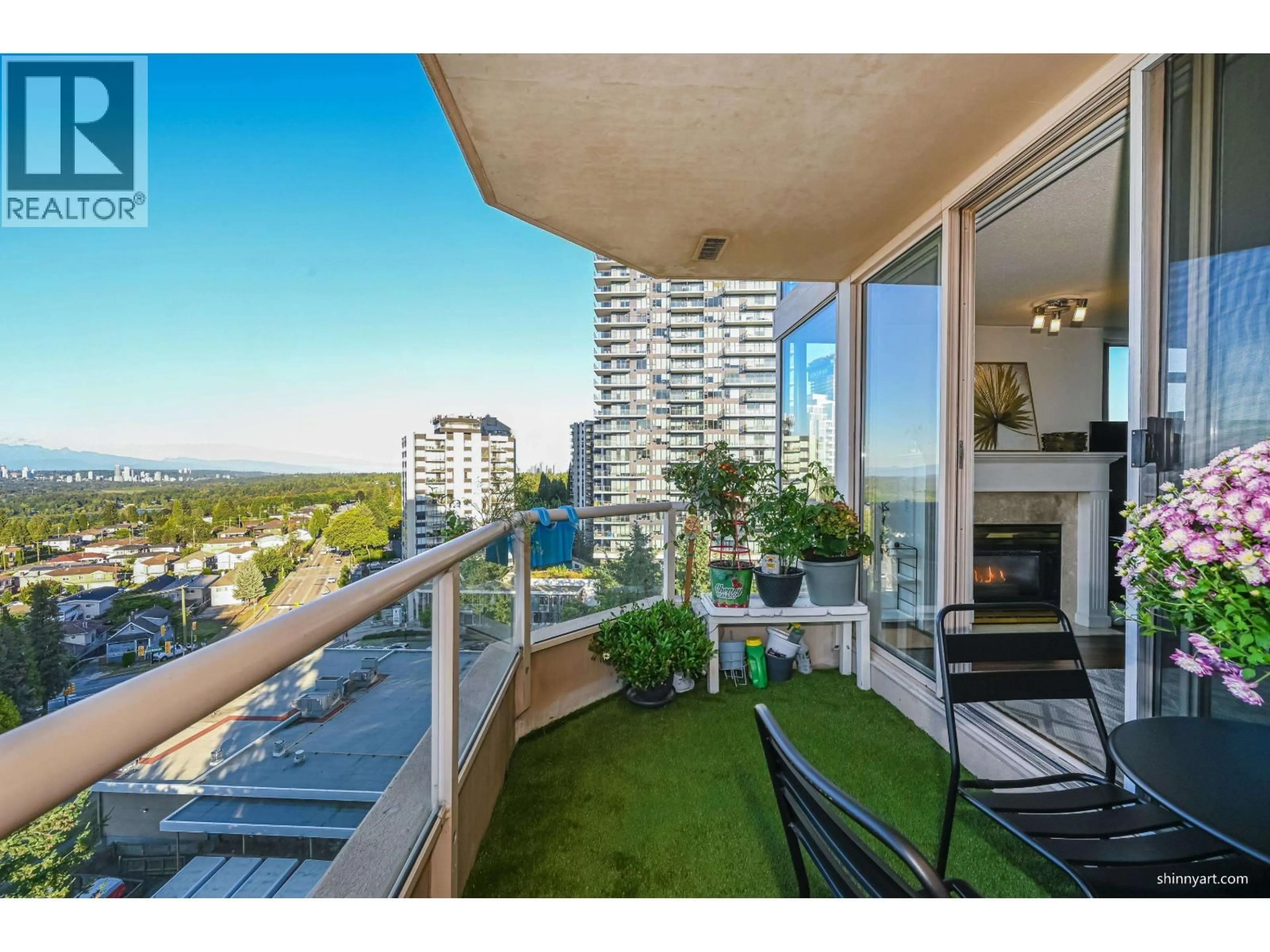Balcony in the apartment, city buildings view from balcony for 1101 - 4689 HAZEL STREET, Burnaby British Columbia V5H4R6