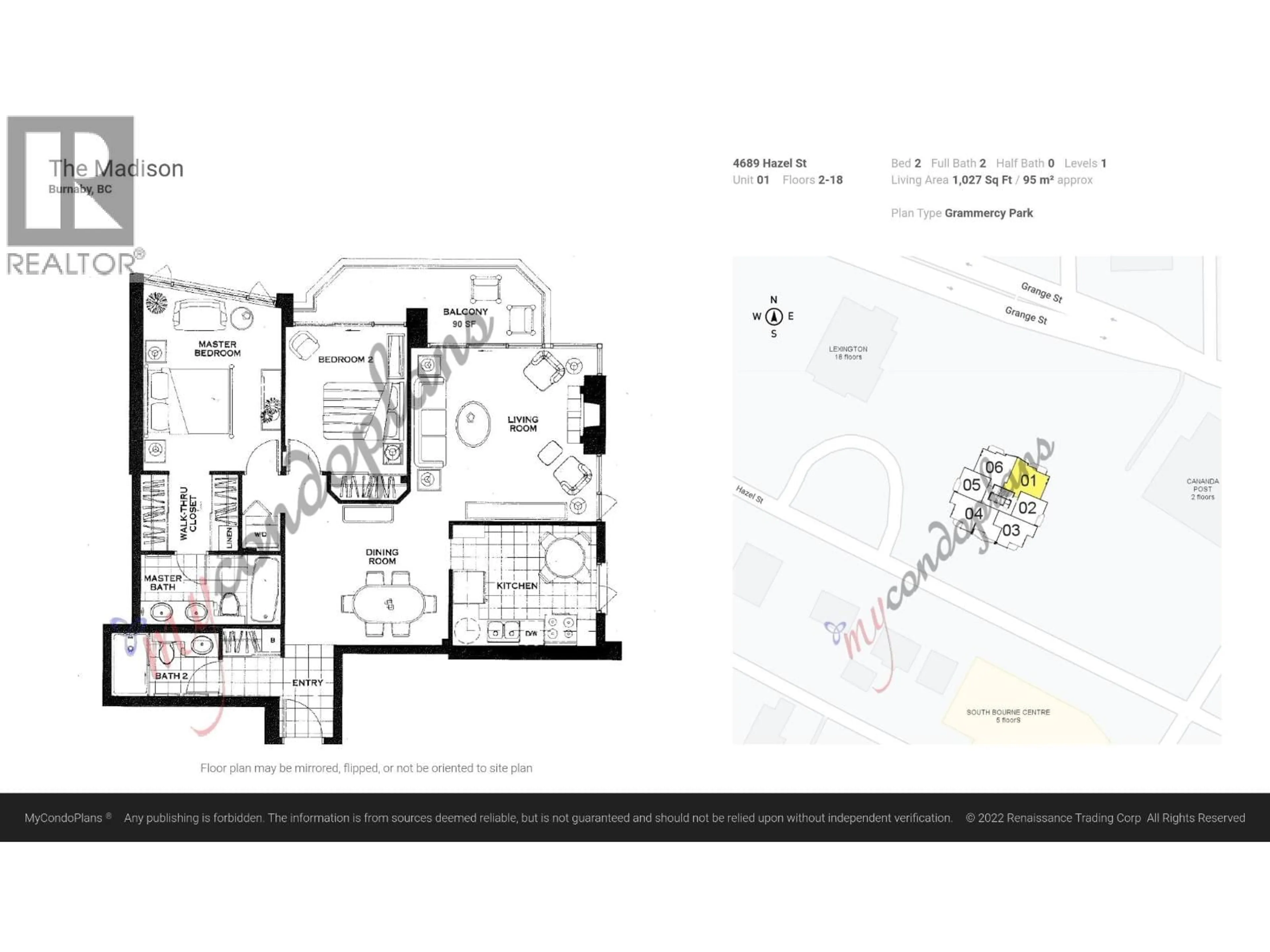 Floor plan for 1101 - 4689 HAZEL STREET, Burnaby British Columbia V5H4R6