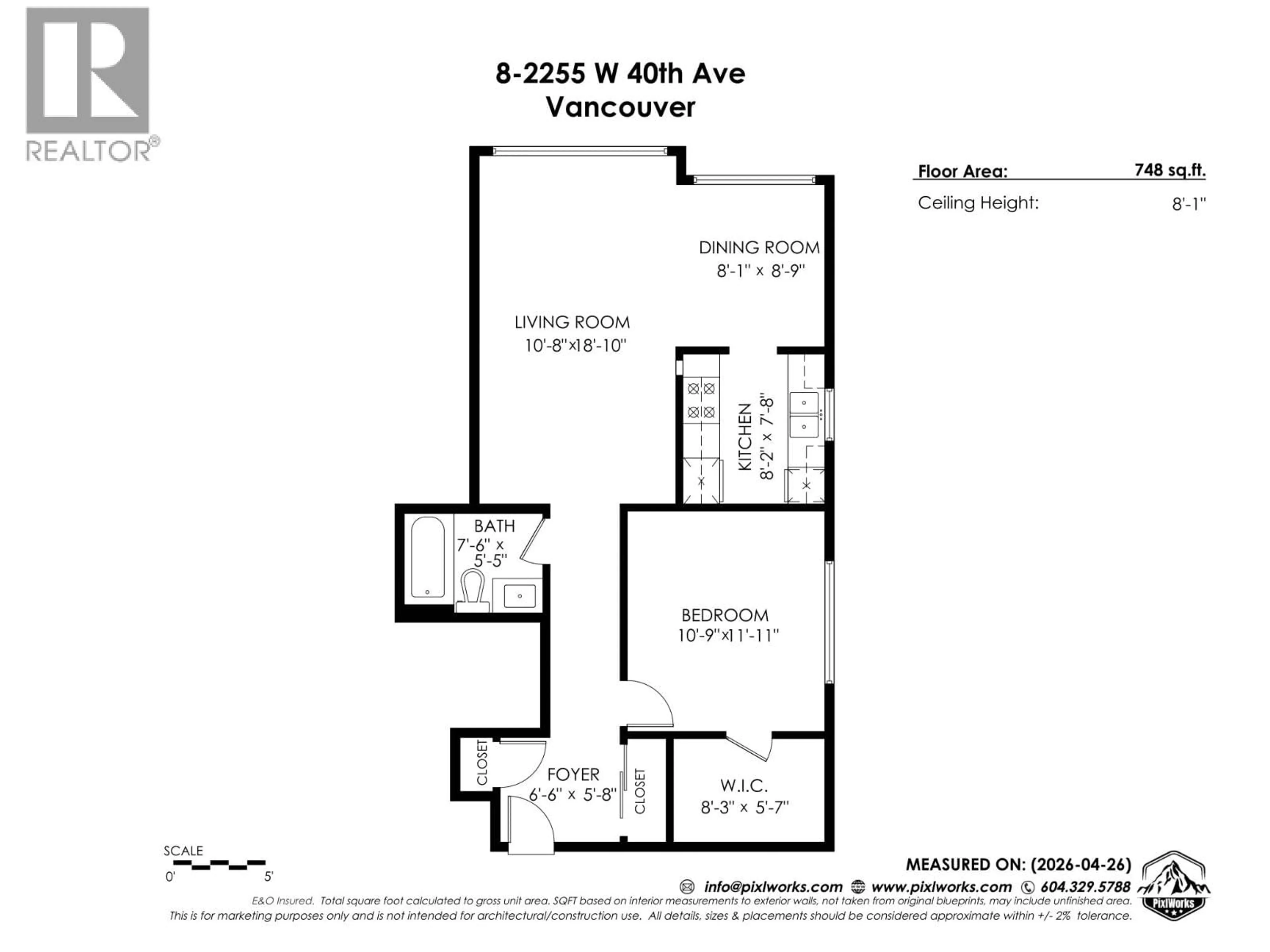 Floor plan for 8 - 2255 40TH AVENUE, Vancouver British Columbia V6M1W7