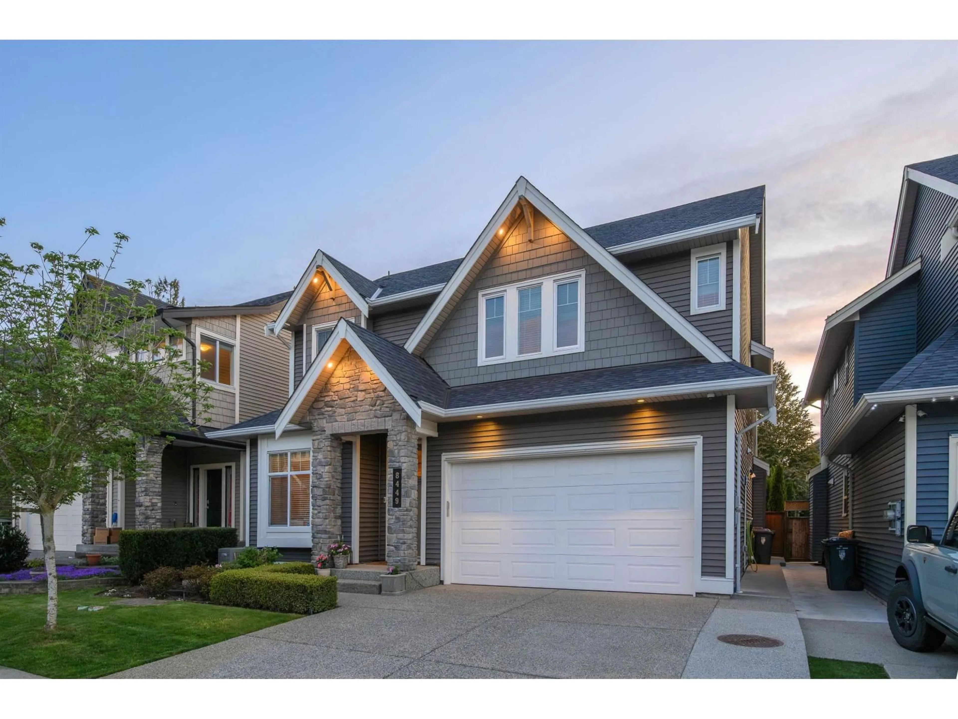 Home with vinyl exterior material, street for 8449 206A STREET, Langley British Columbia V2Y0S4