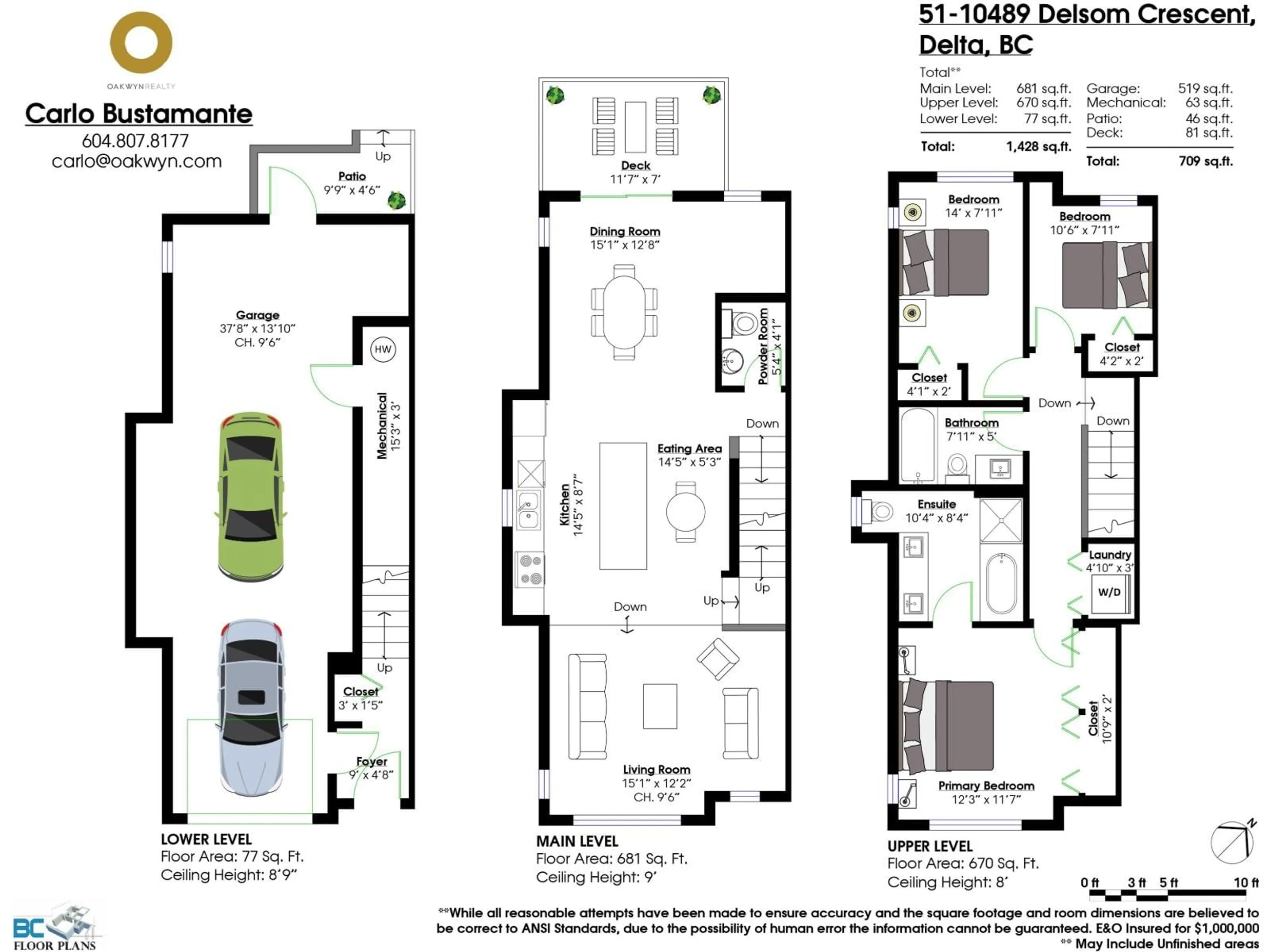 Floor plan for 51 - 10489 DELSOM CRESCENT, Delta British Columbia V4C0B9