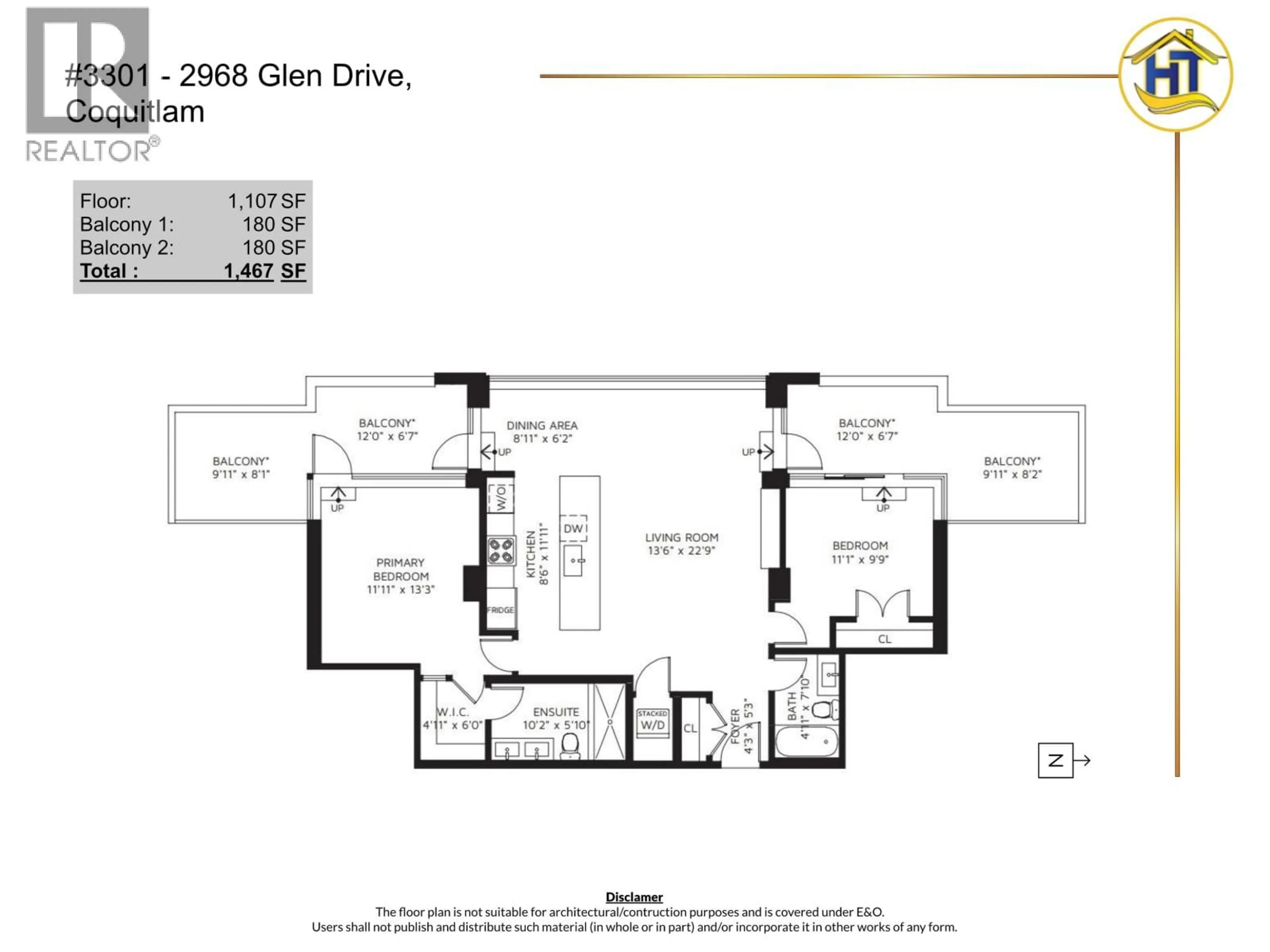 Floor plan for 3301 - 2968 GLEN DRIVE, Coquitlam British Columbia V3B0C4