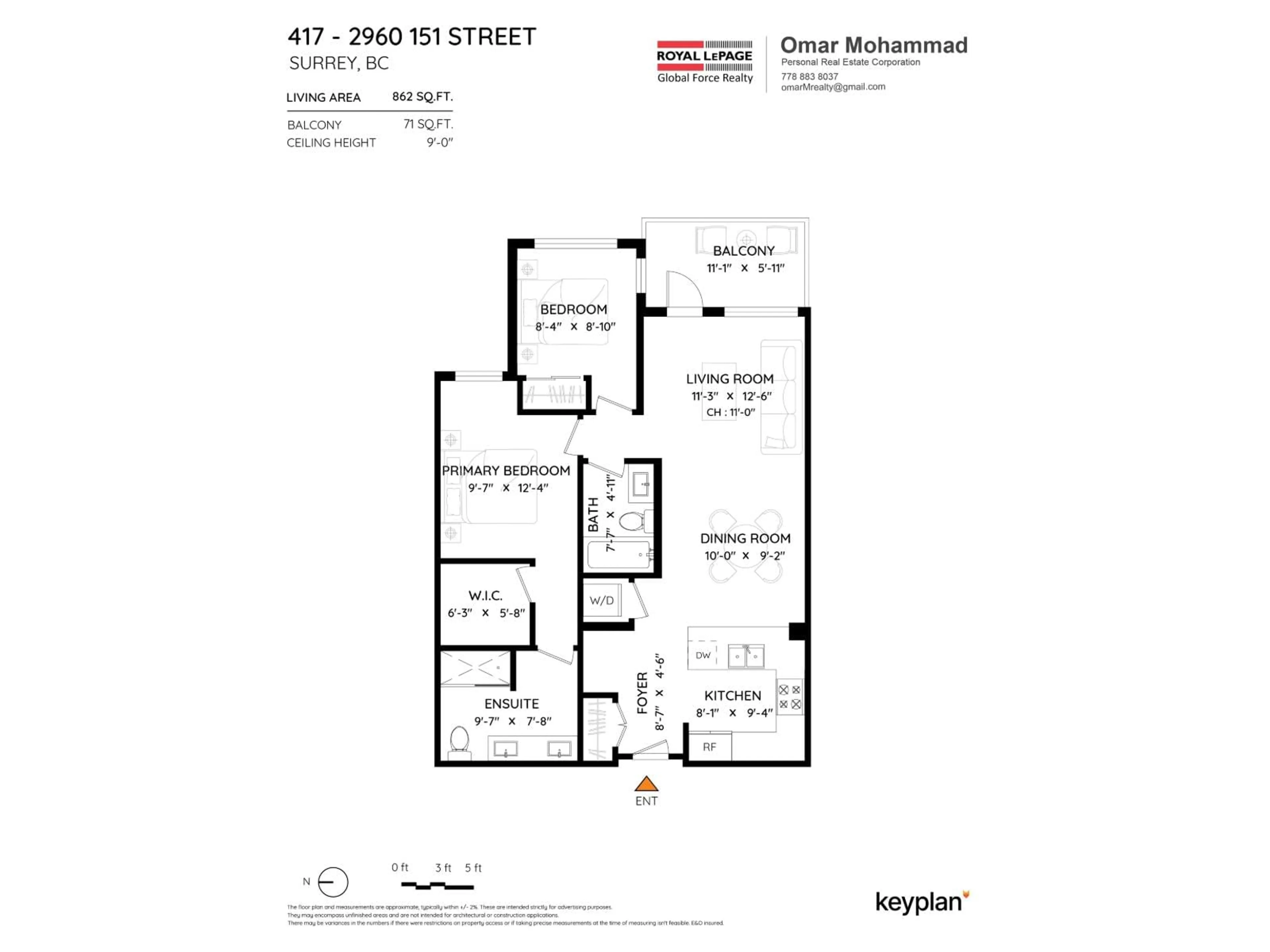 Floor plan for 417 - 2960 151 STREET, Surrey British Columbia V4P0G3