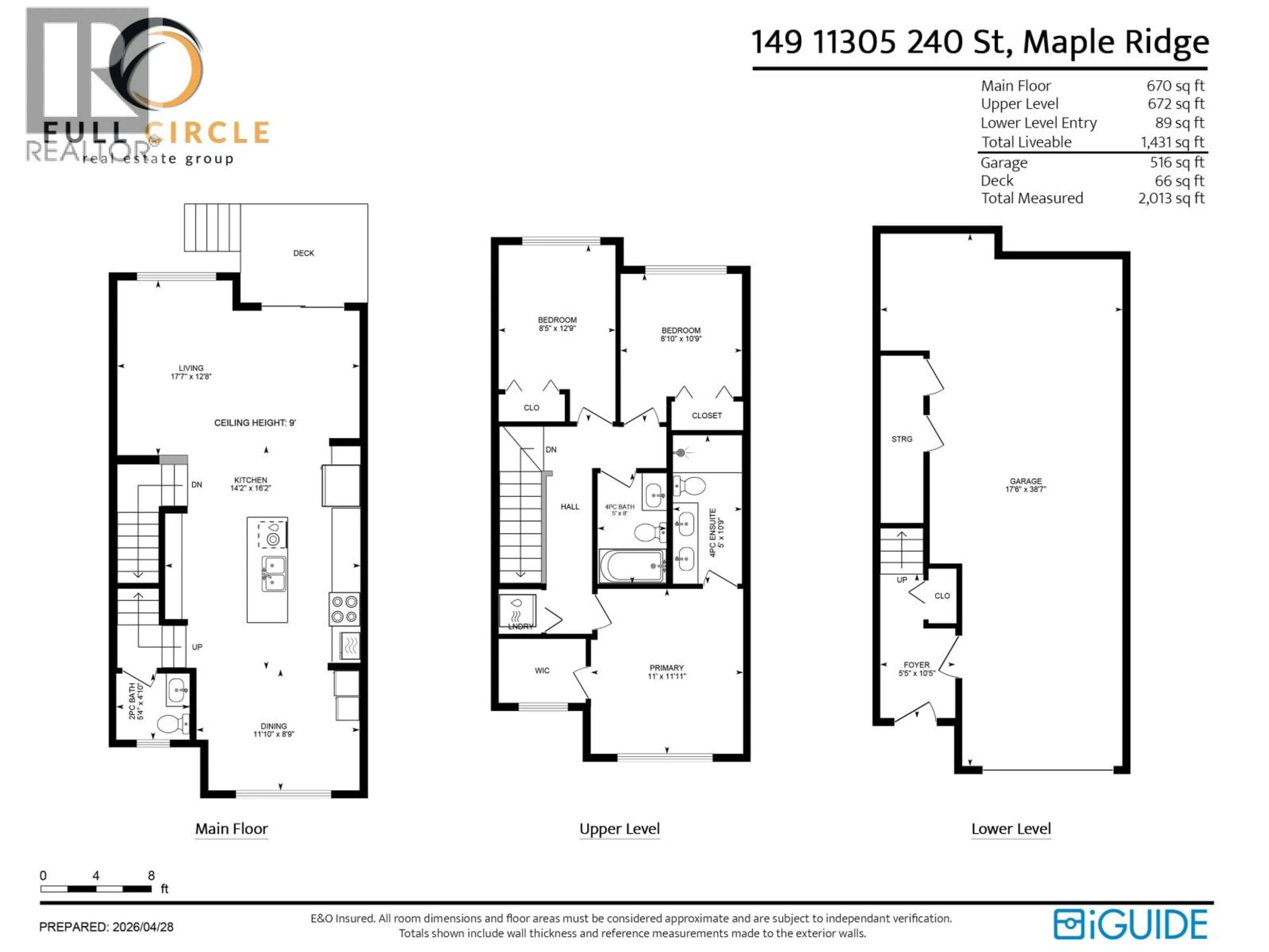 Floor plan for 149 - 11305 240 STREET, Maple Ridge British Columbia V2W0J1