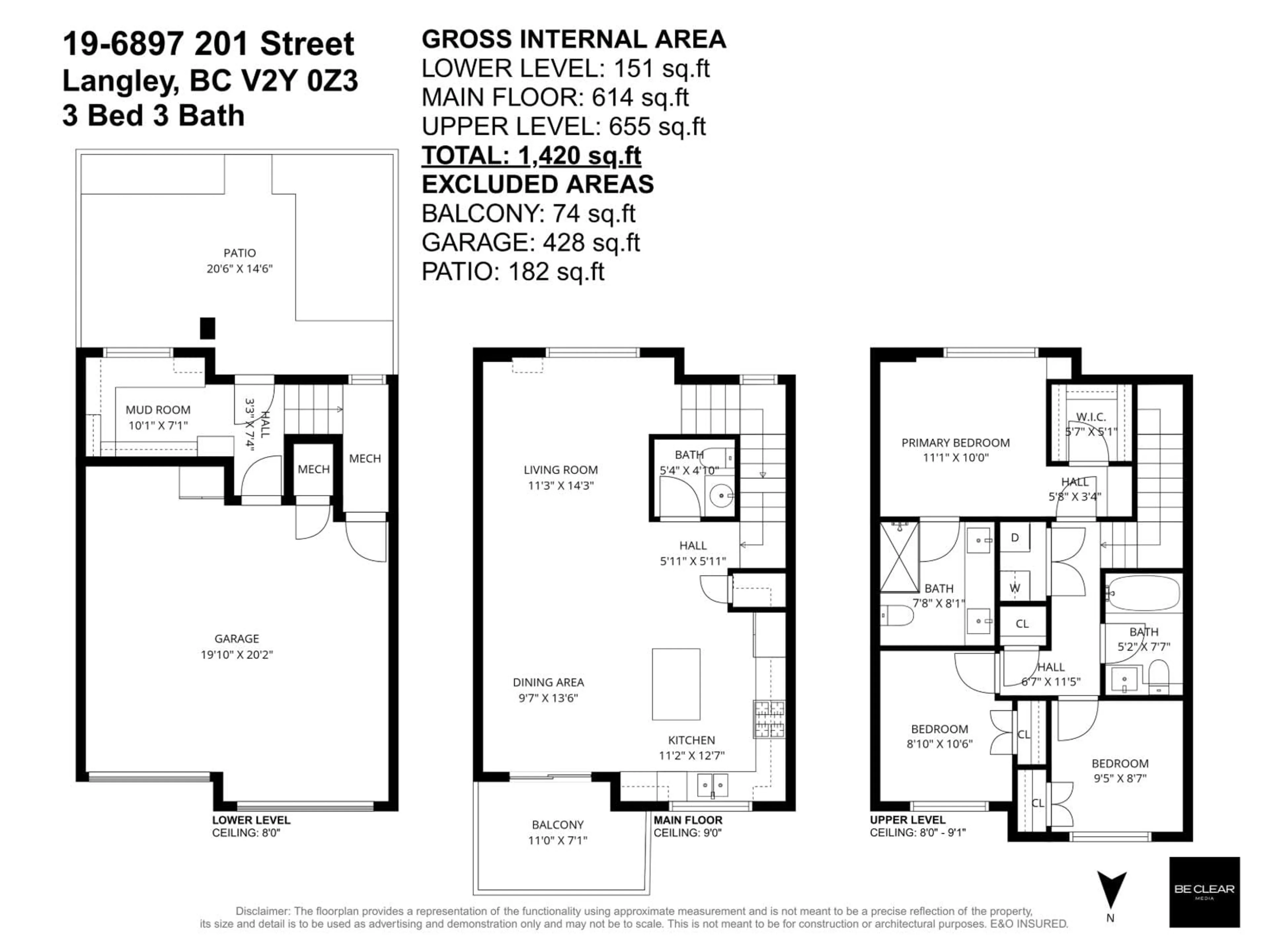 Floor plan for 19 - 6897 201 STREET, Langley British Columbia V2Y0Z3