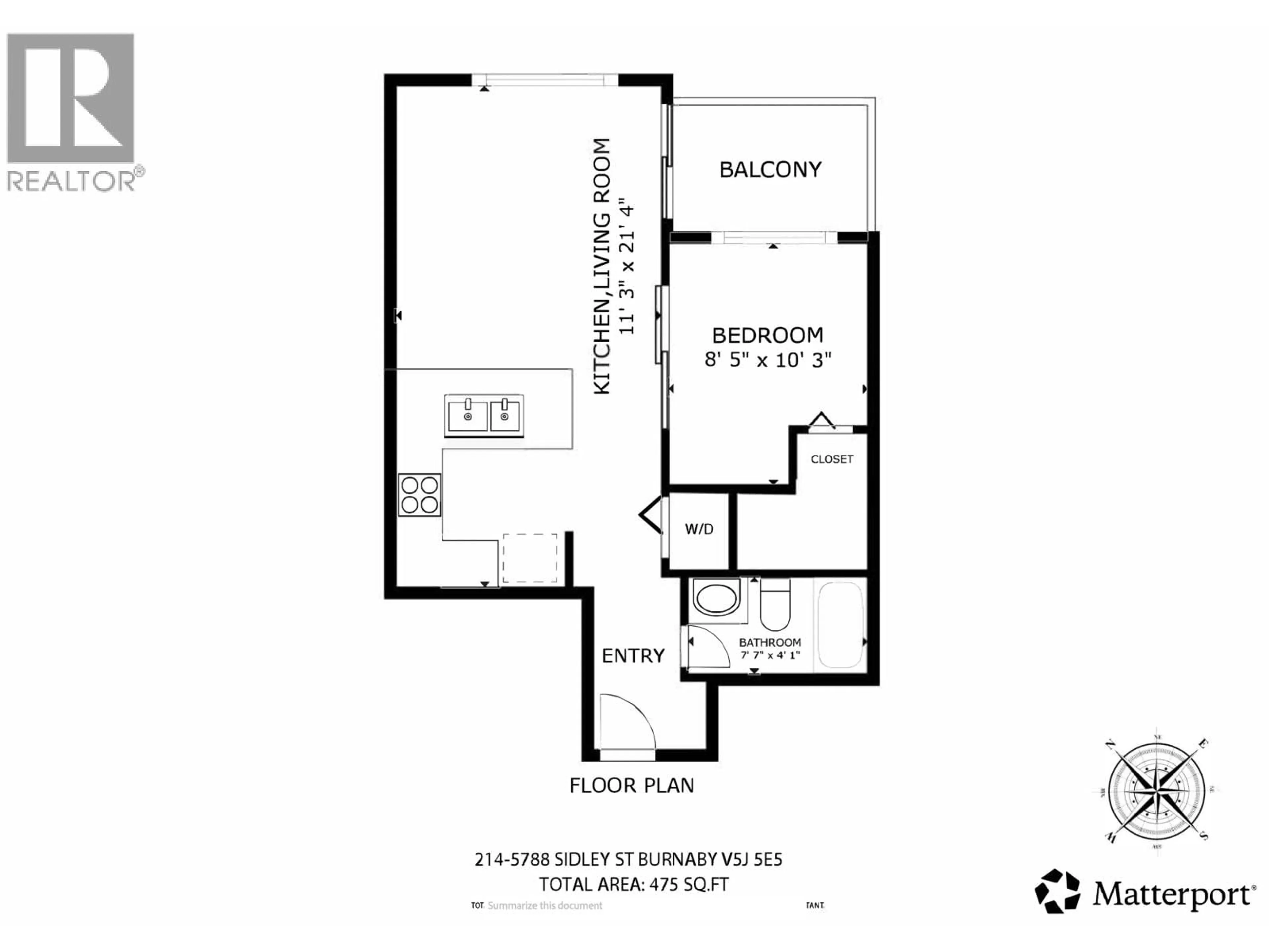 Floor plan for 214 - 5788 SIDLEY STREET, Burnaby British Columbia V5J5E5