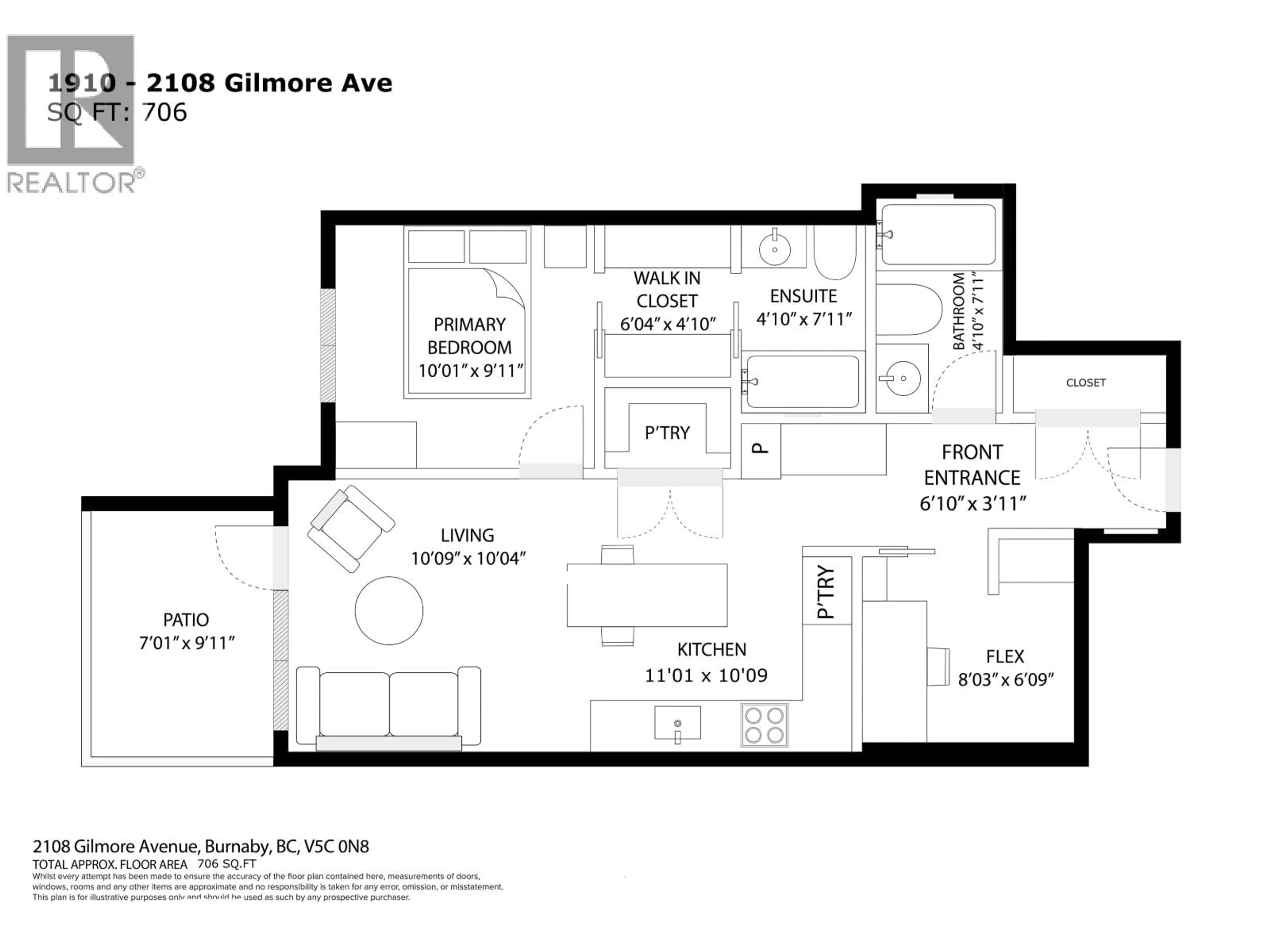 Floor plan for 1910 - 2108 GILMORE AVENUE, Burnaby British Columbia V5C0N8