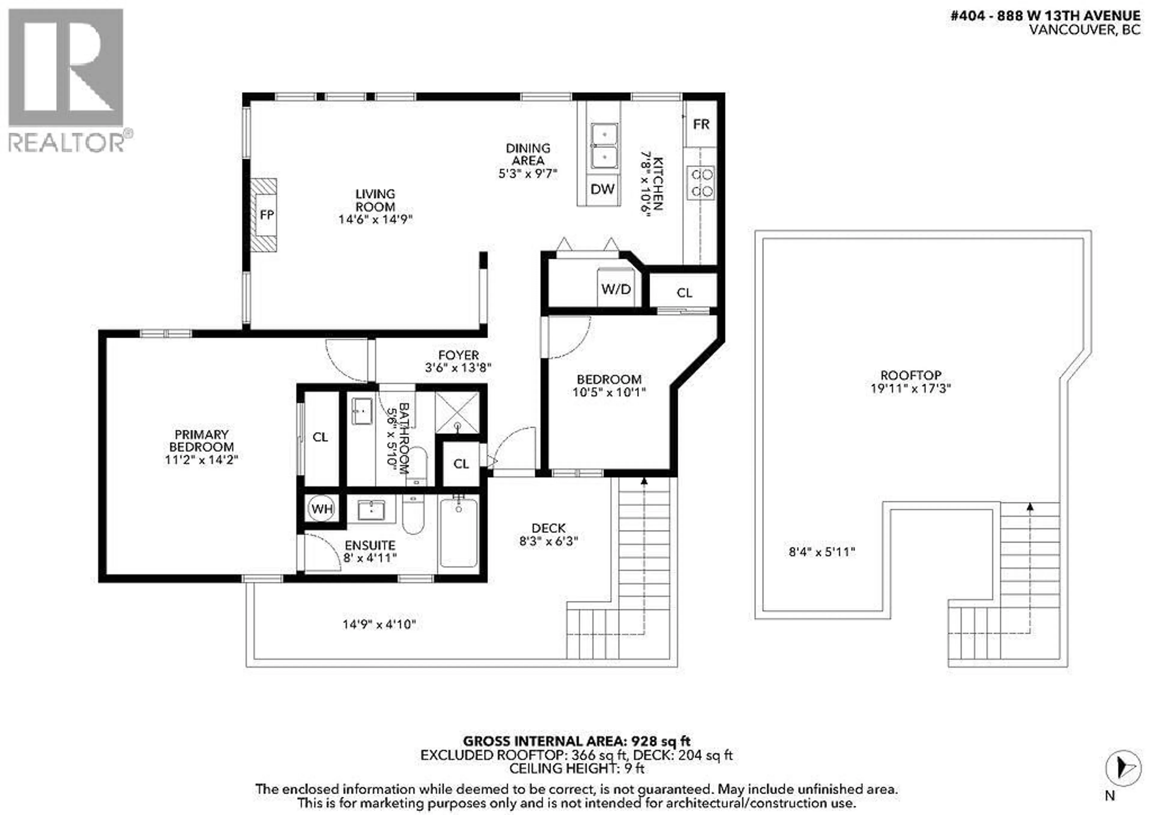 Floor plan for 404 - 888 13TH AVENUE, Vancouver British Columbia V5Z1P2