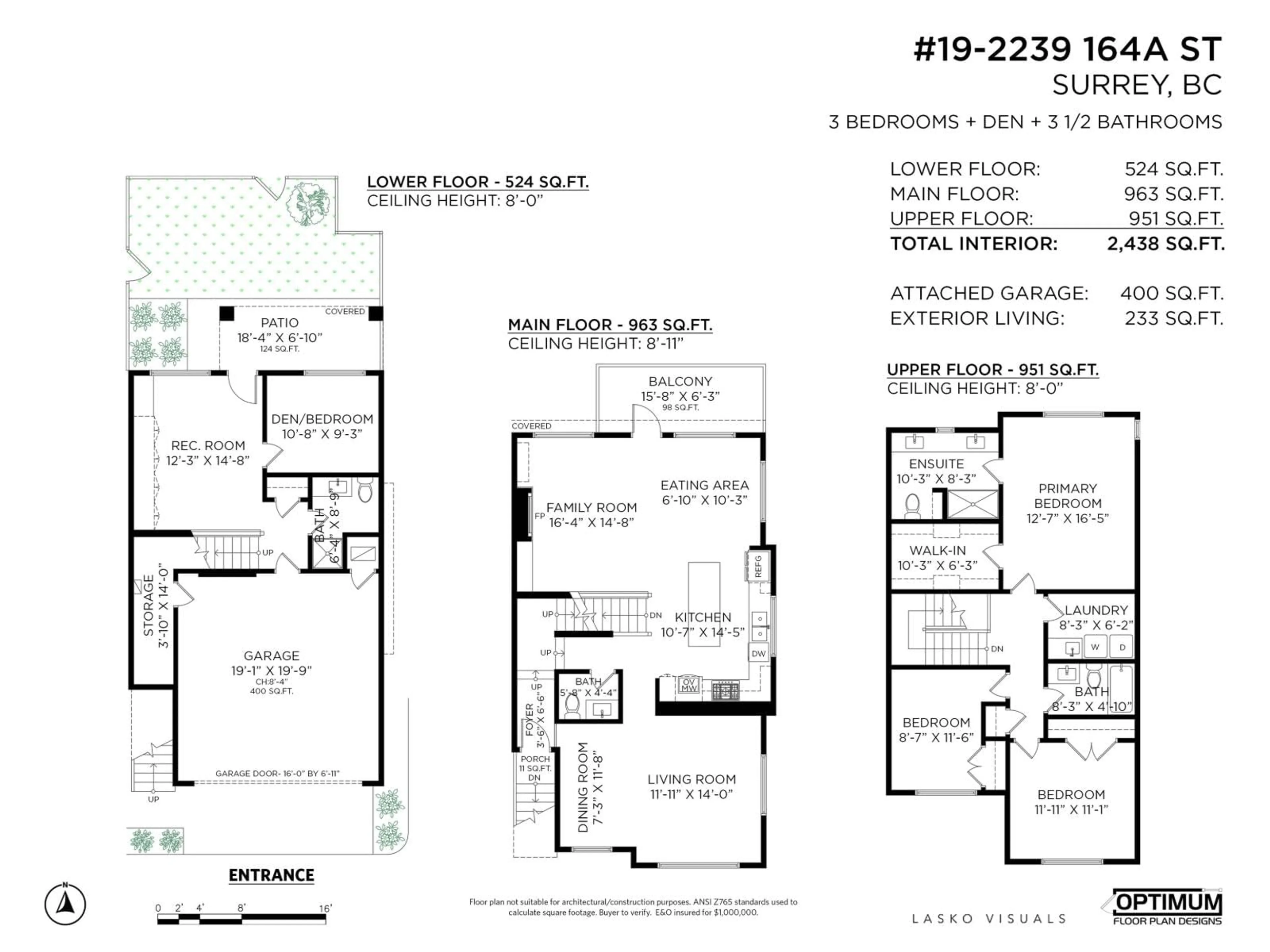 Floor plan for 19 - 2239 164A STREET, Surrey British Columbia V3Z0V1