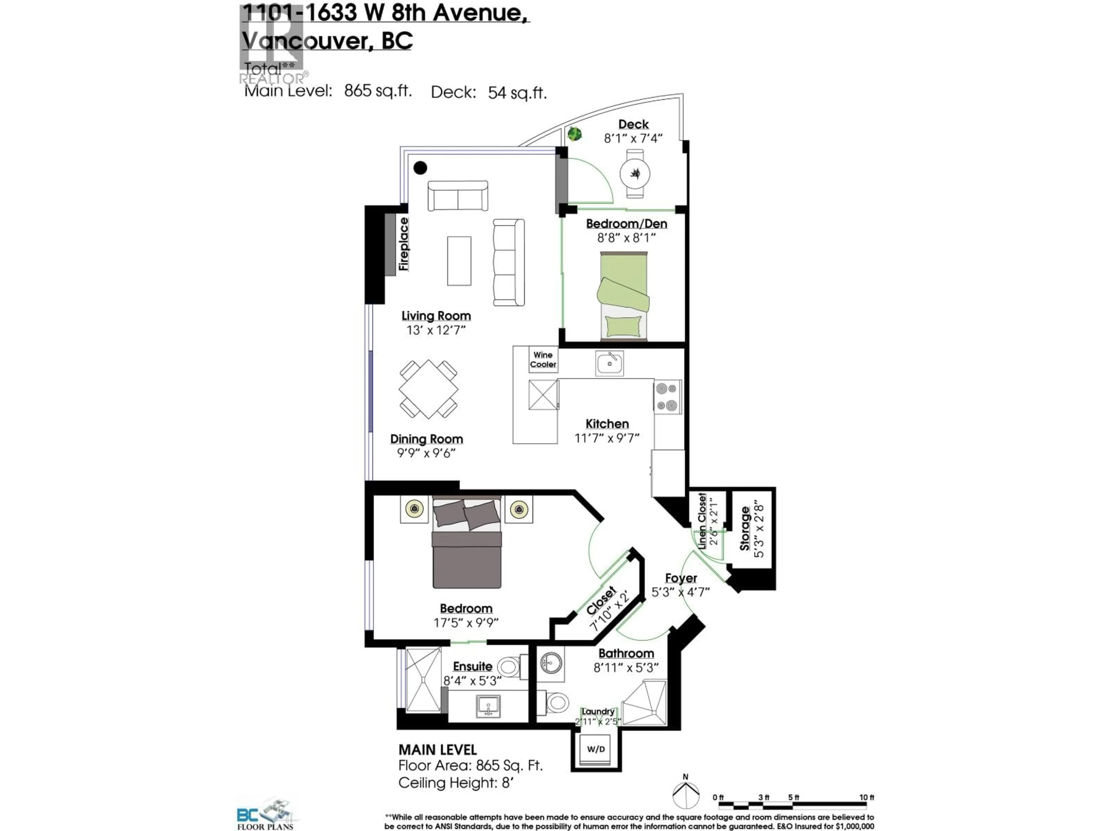 Floor plan for 1101 - 1633 8TH AVENUE, Vancouver British Columbia V6J5H7
