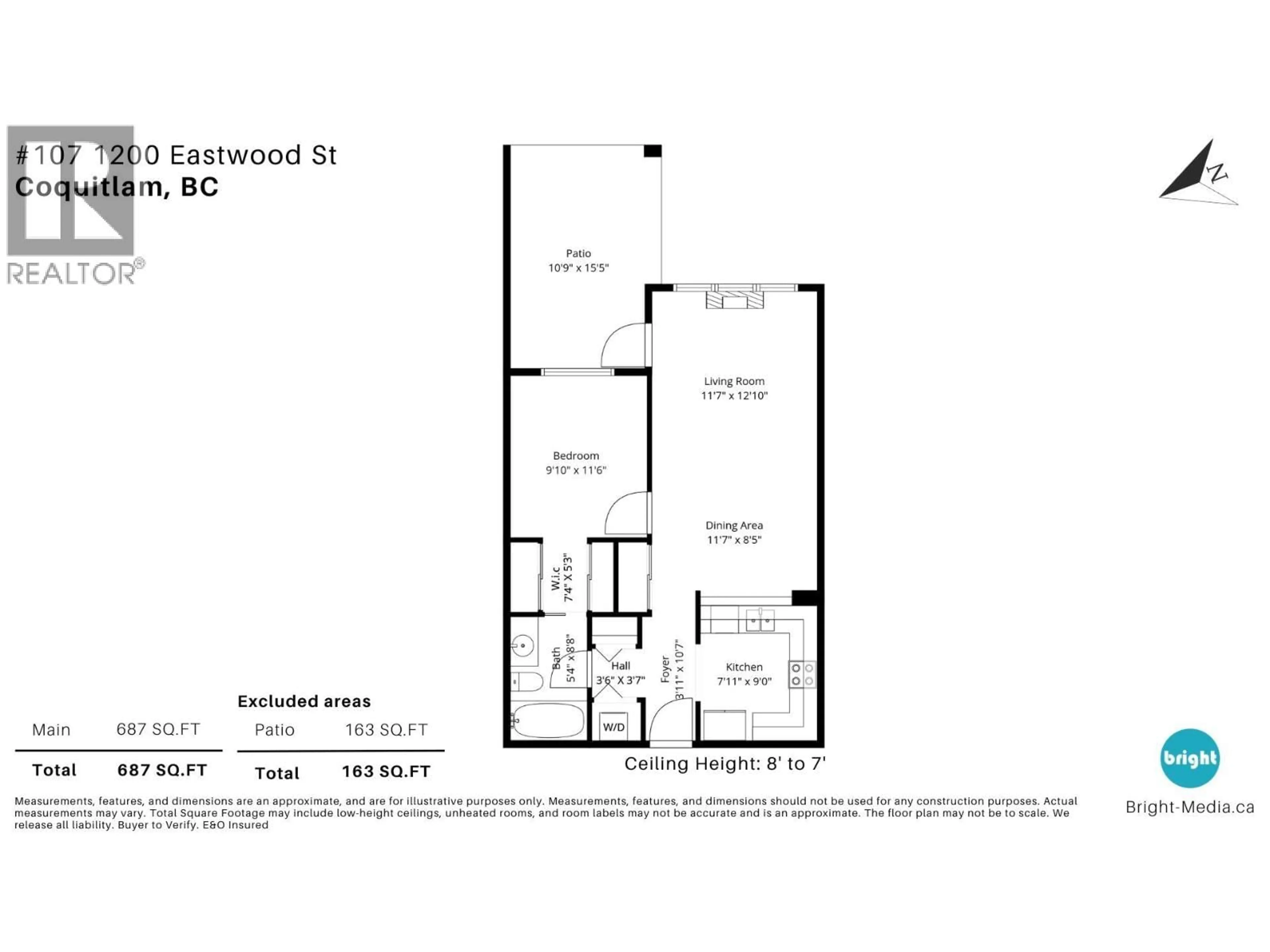 Floor plan for 107 - 1200 EASTWOOD STREET, Coquitlam British Columbia V3B7R9